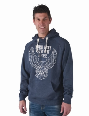B Tuff Unisex Born Free Eagle Blue Poly/Rayon Hoodie Reflective Detailing Autumn Wear