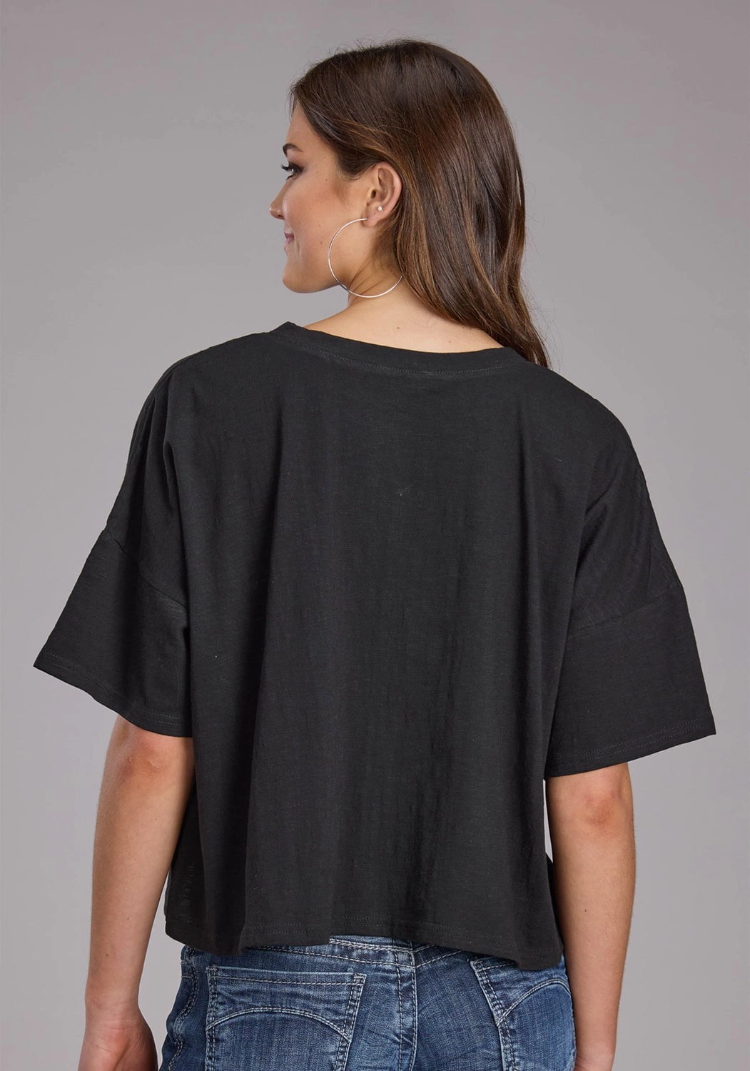 Roper Womens Wild Mustang Black 100% Cotton S/S T-Shirt Gift Idea