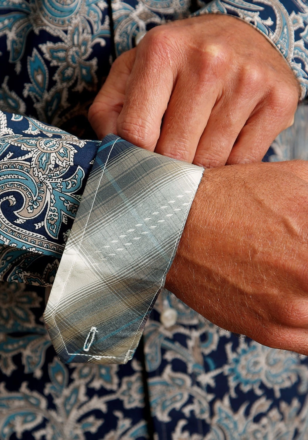 Stetson Mens Blue 100% Cotton Deep Marine Paisley BD L/S 1 Pocket Shirt Edgy Design Versatile Look