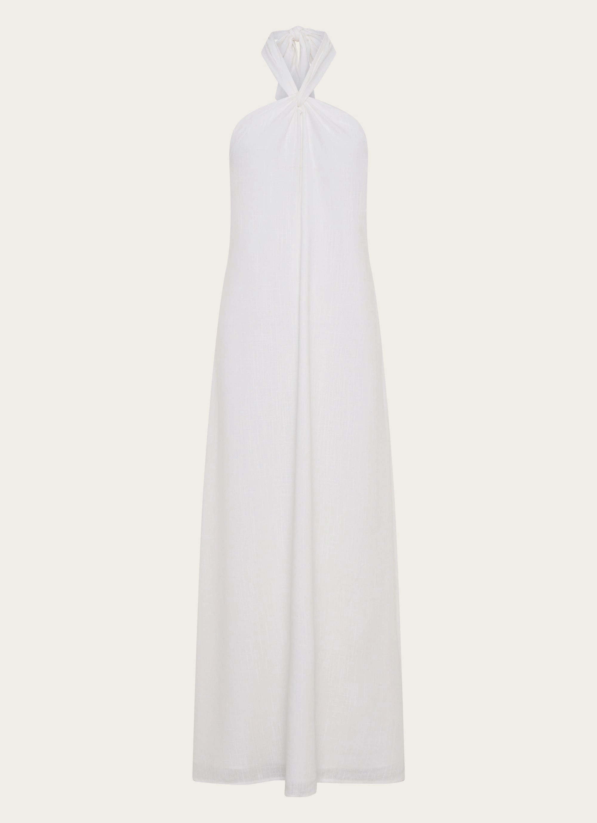 Sharp Edge Cocktail Ready Golden Child Linen Maxi Dress - White