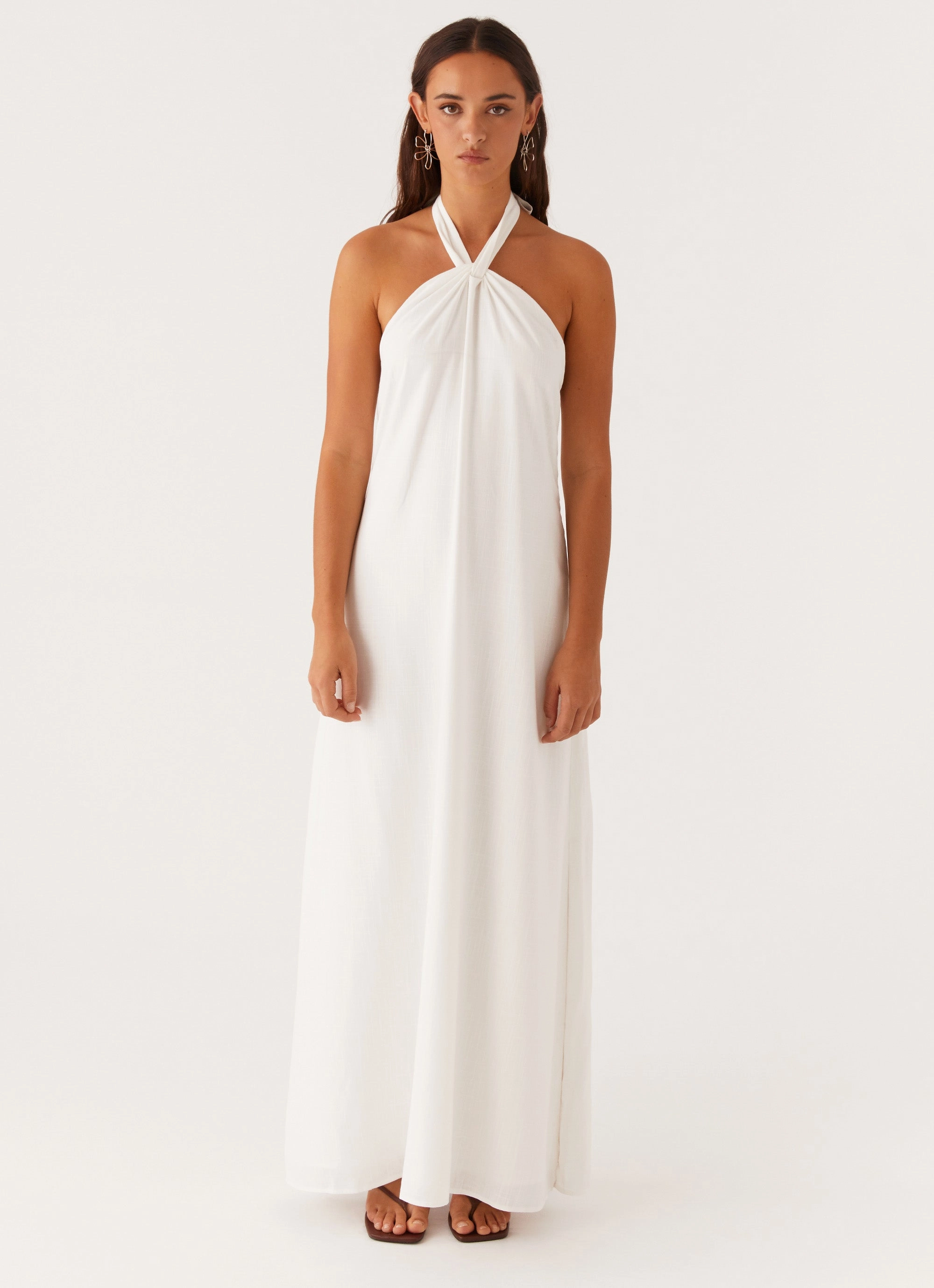 Golden Child Linen Maxi Dress - White Soft Harmony