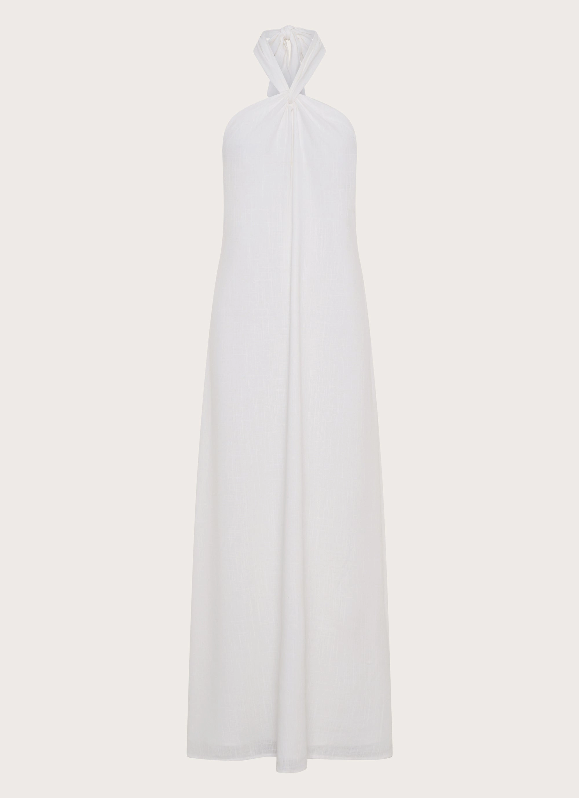 Golden Child Linen Maxi Dress - White Vibrant Edge Slim Shape