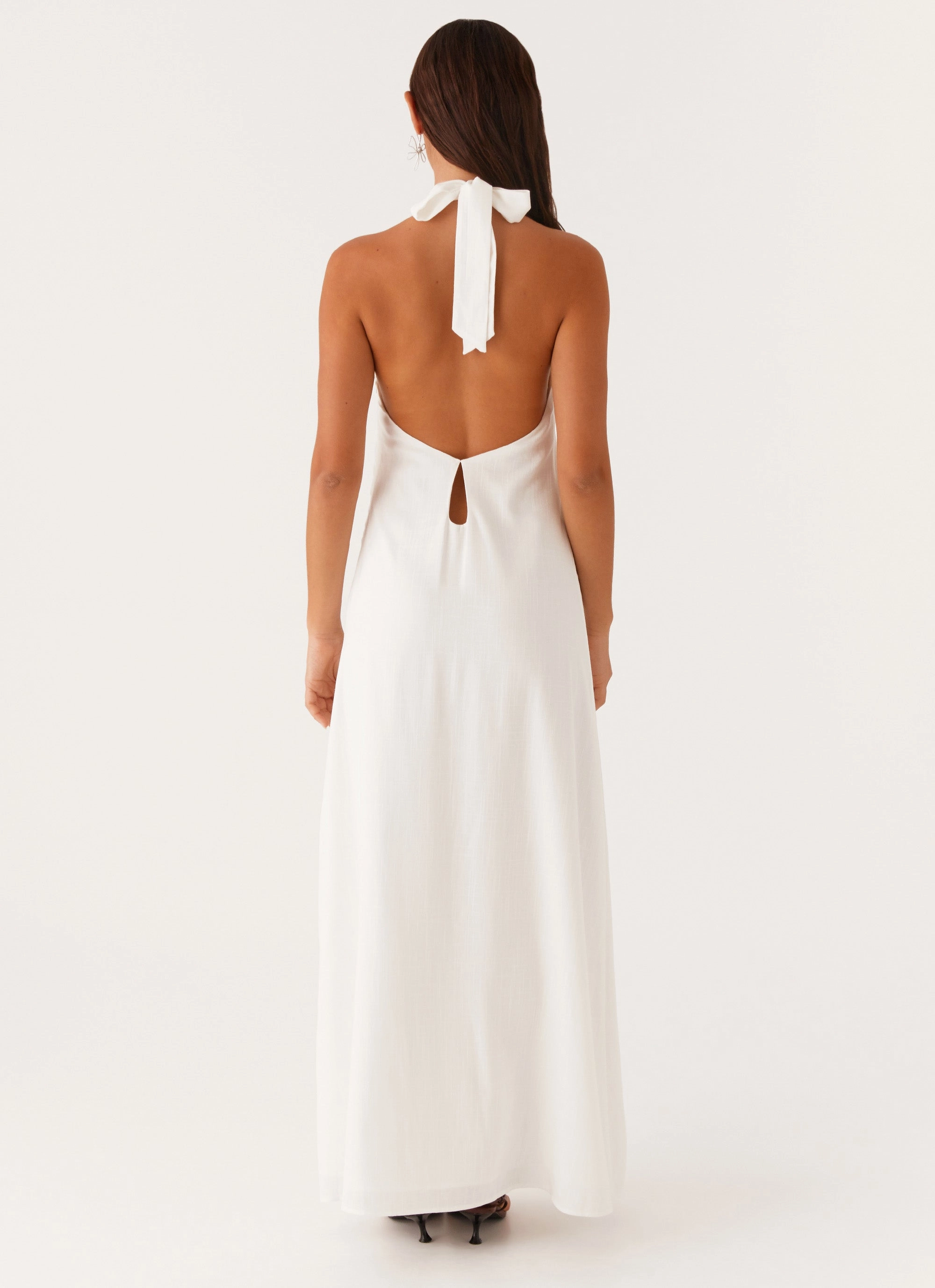Golden Child Linen Maxi Dress - White Daily Commute Sophisticated Coat