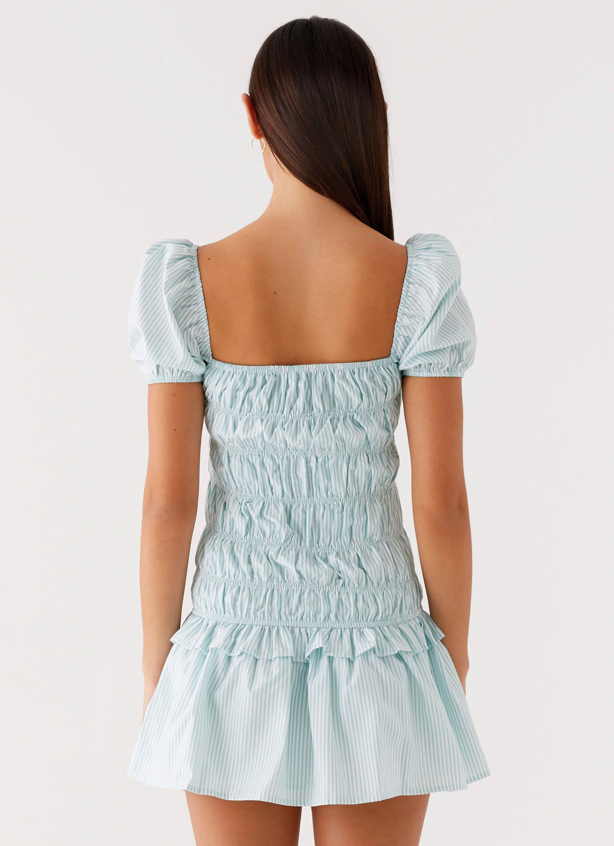 Yolene Mini Dress - Green Gingham Perfectly Tailored Silky texture