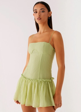 Cozy Wool Coat Padded Coat Bambini Mini Dress - Green