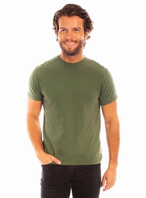 Scully Mens Crew Neck Olive 100% Cotton S/S T-Shirt Chic Outfit informal gathering