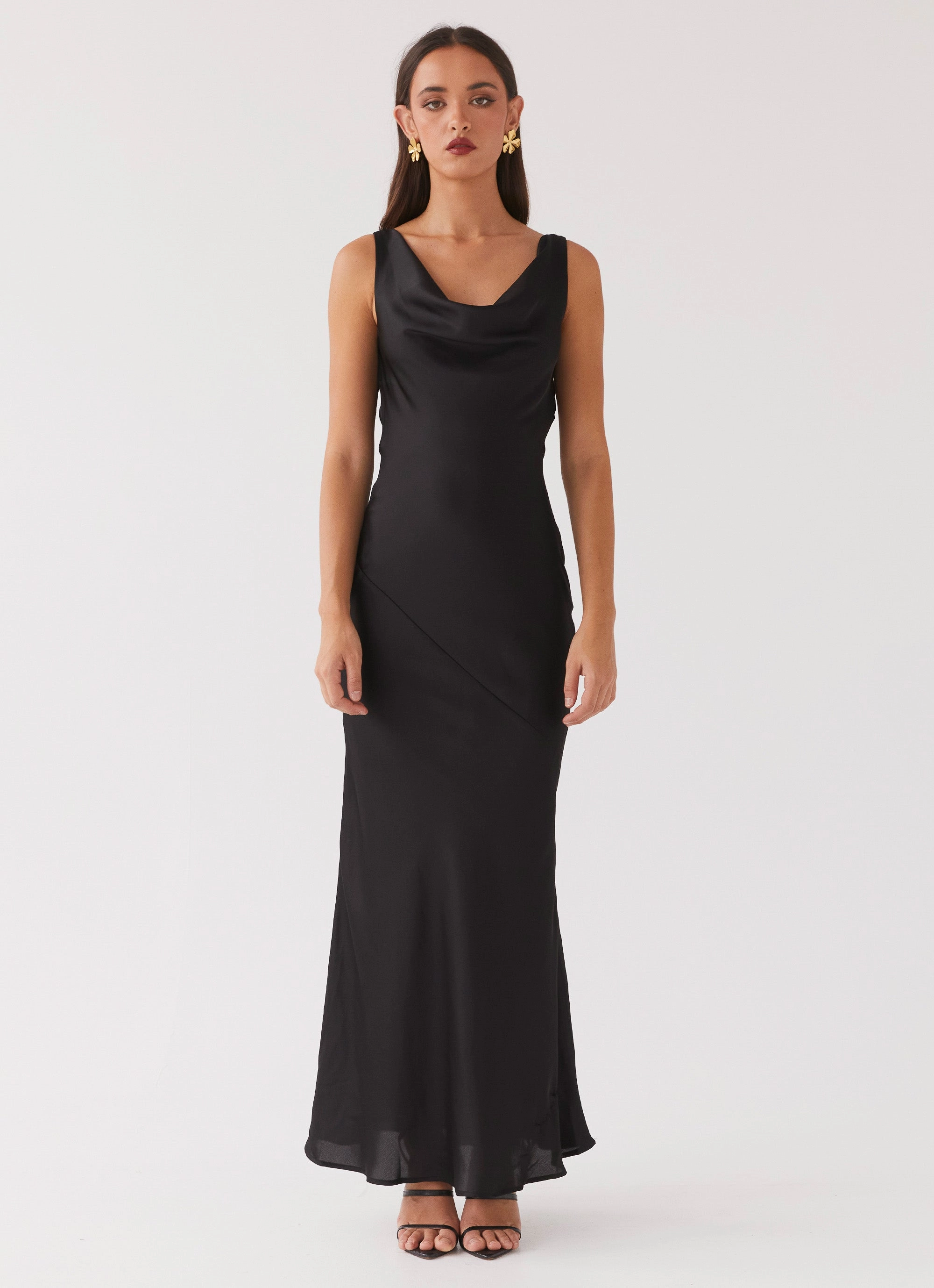 Be Mine Satin Maxi Dress - Black Cozy Winter Layer