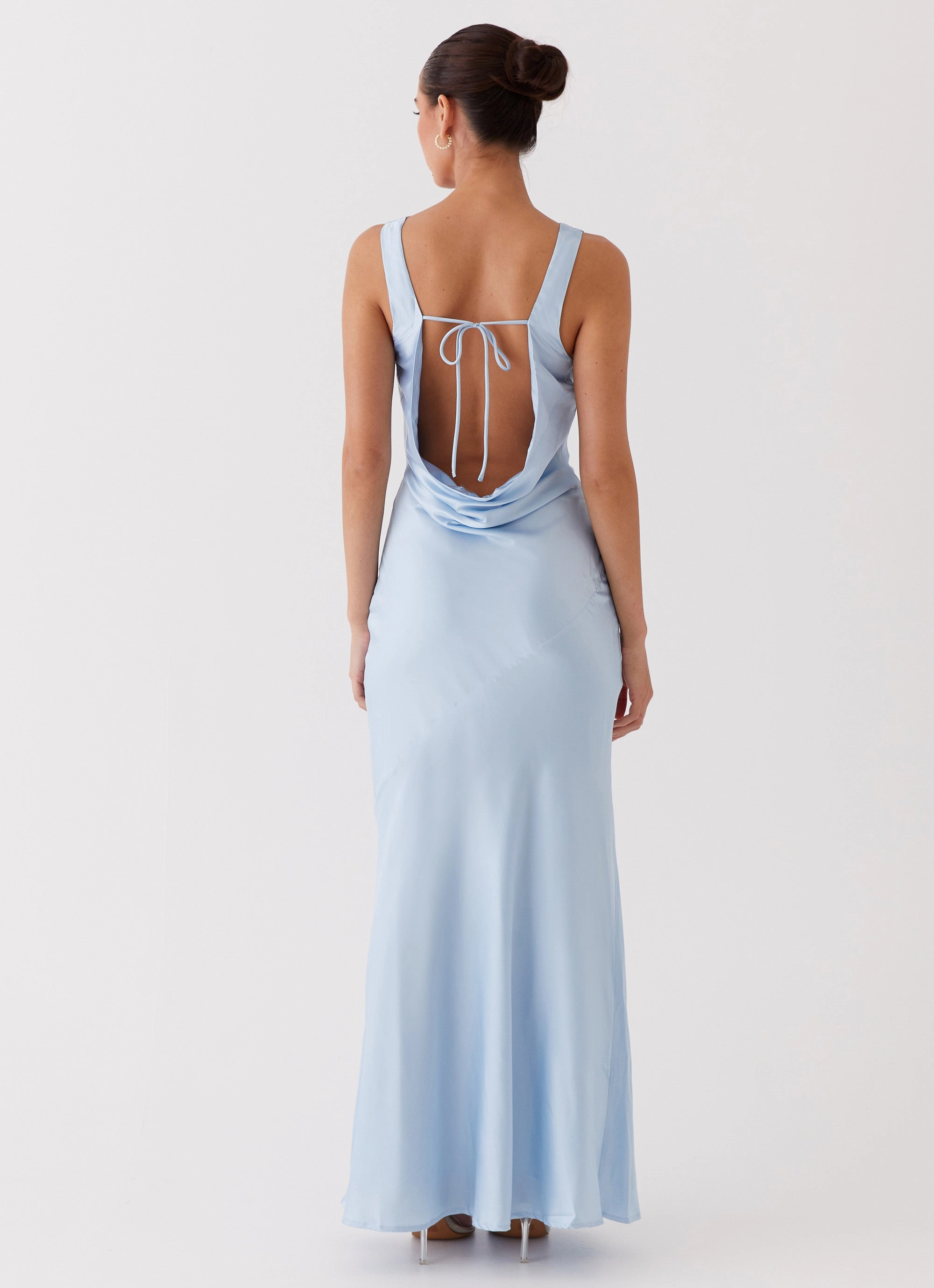 Comfortable Outerwear Be Mine Satin Maxi Dress - Blue