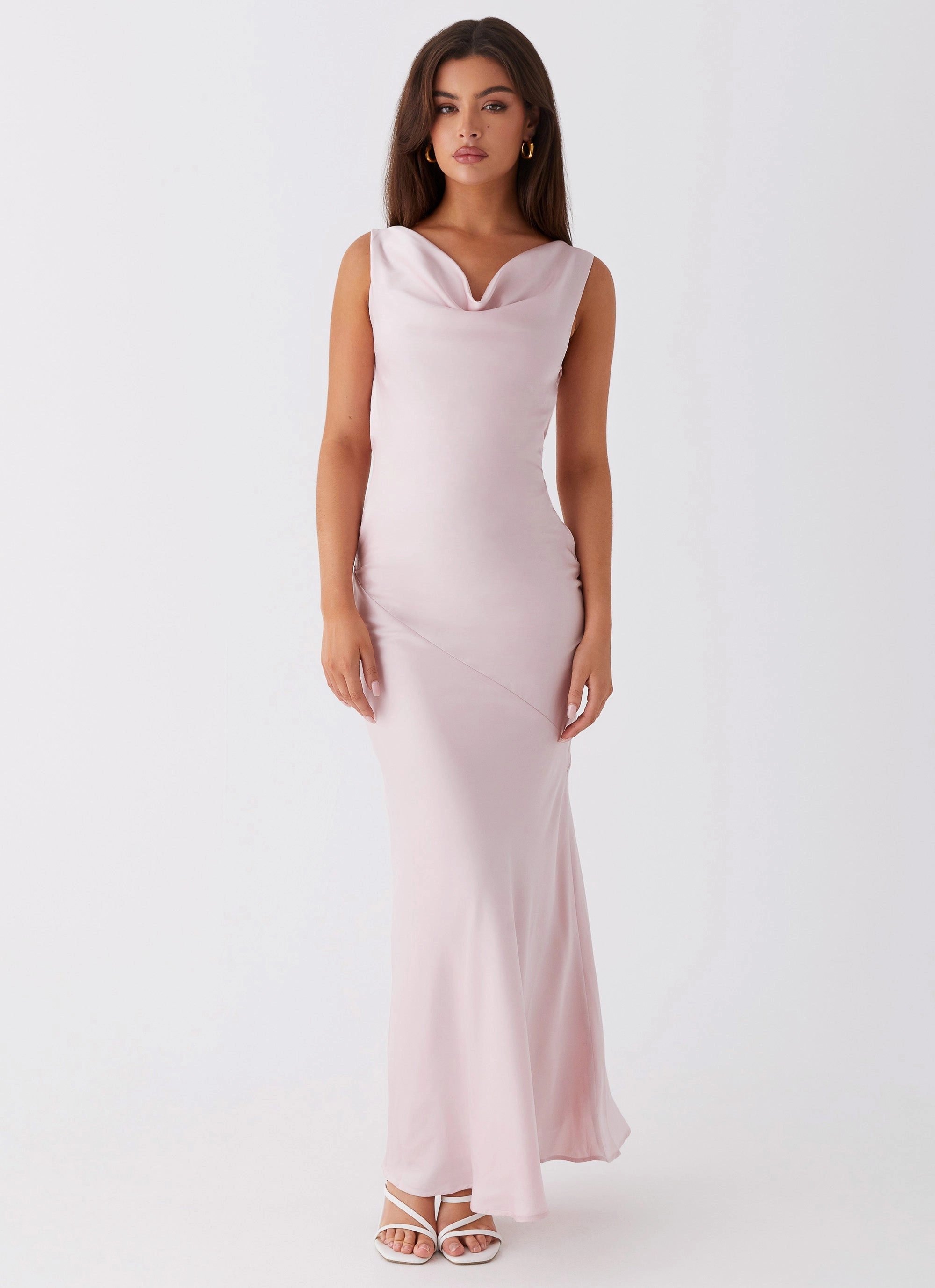 Be Mine Satin Maxi Dress - Mauve Pink Evening Out