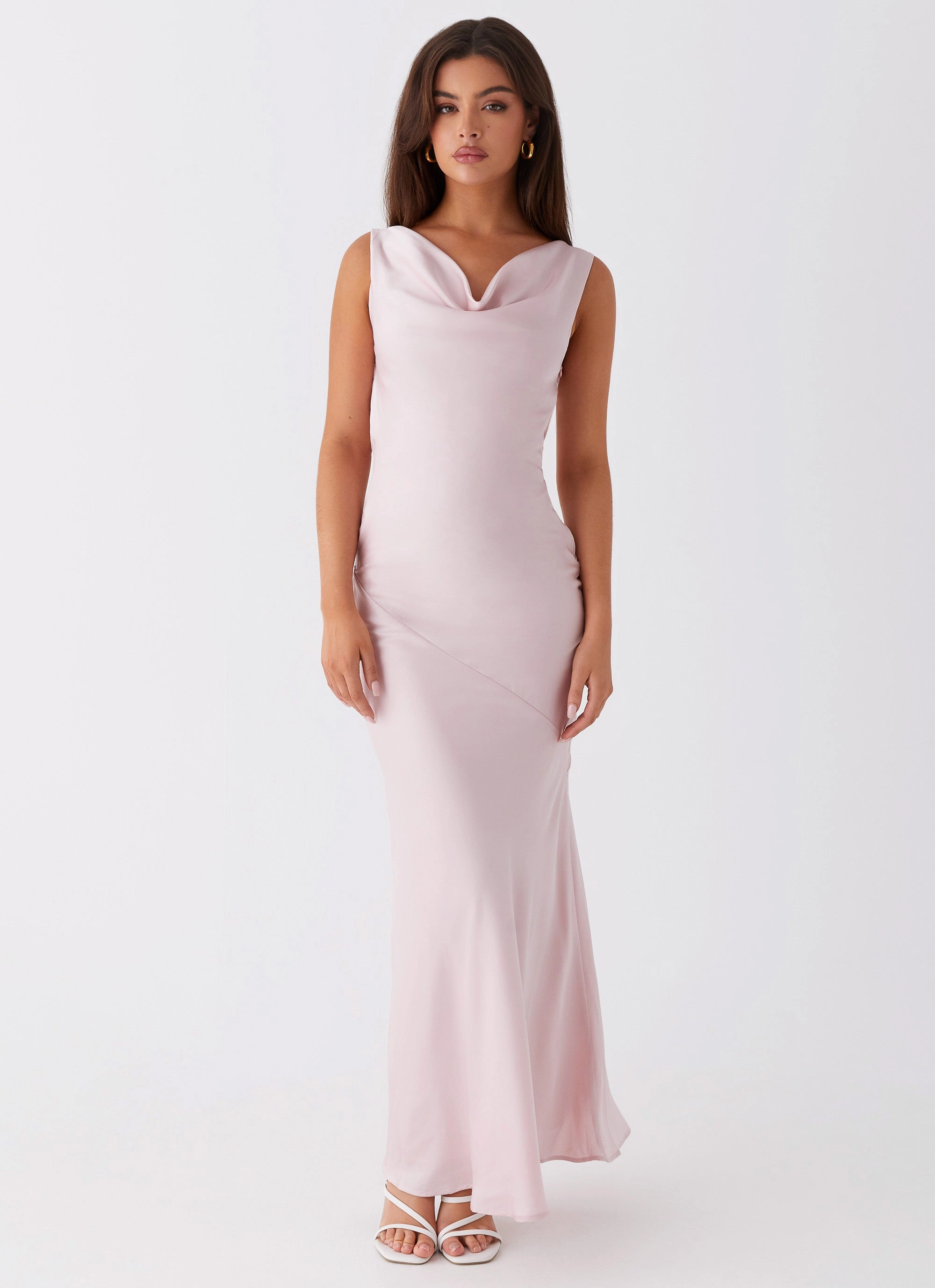 Be Mine Satin Maxi Dress - Mauve Pink Tailored Coat