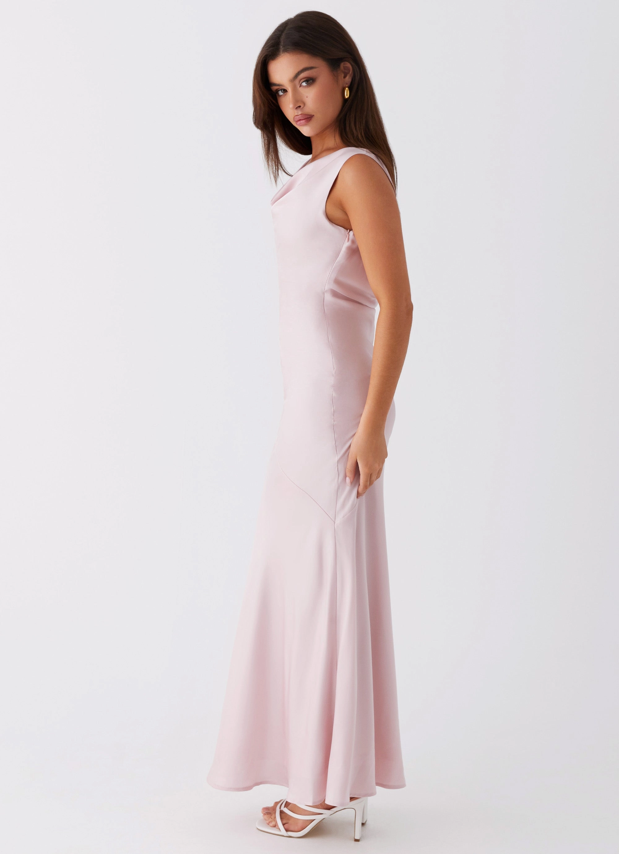 Be Mine Satin Maxi Dress - Mauve Pink Sophisticated Coat Urban Fashion