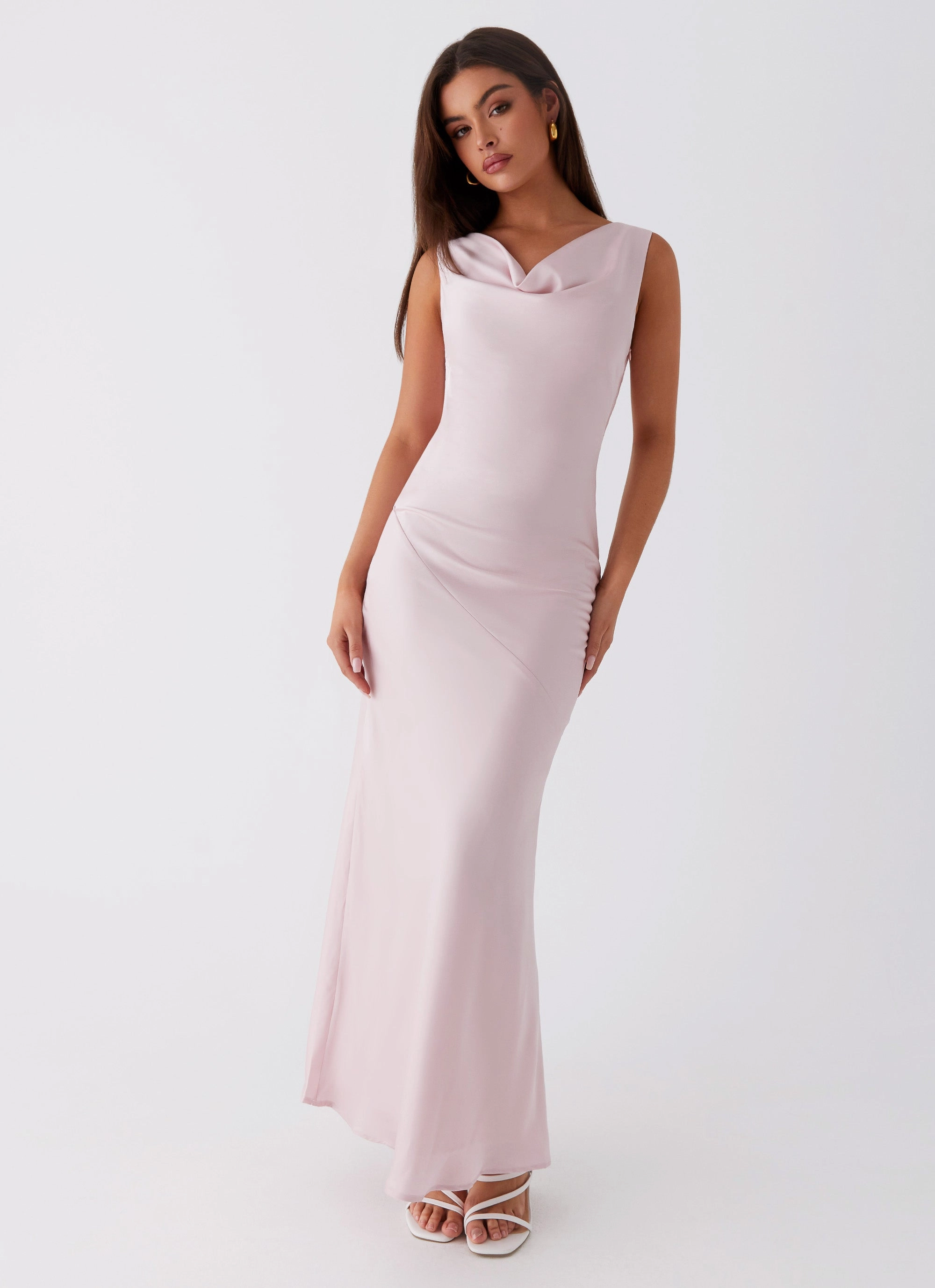 Belted Style Reversible Coat Be Mine Satin Maxi Dress - Mauve Pink