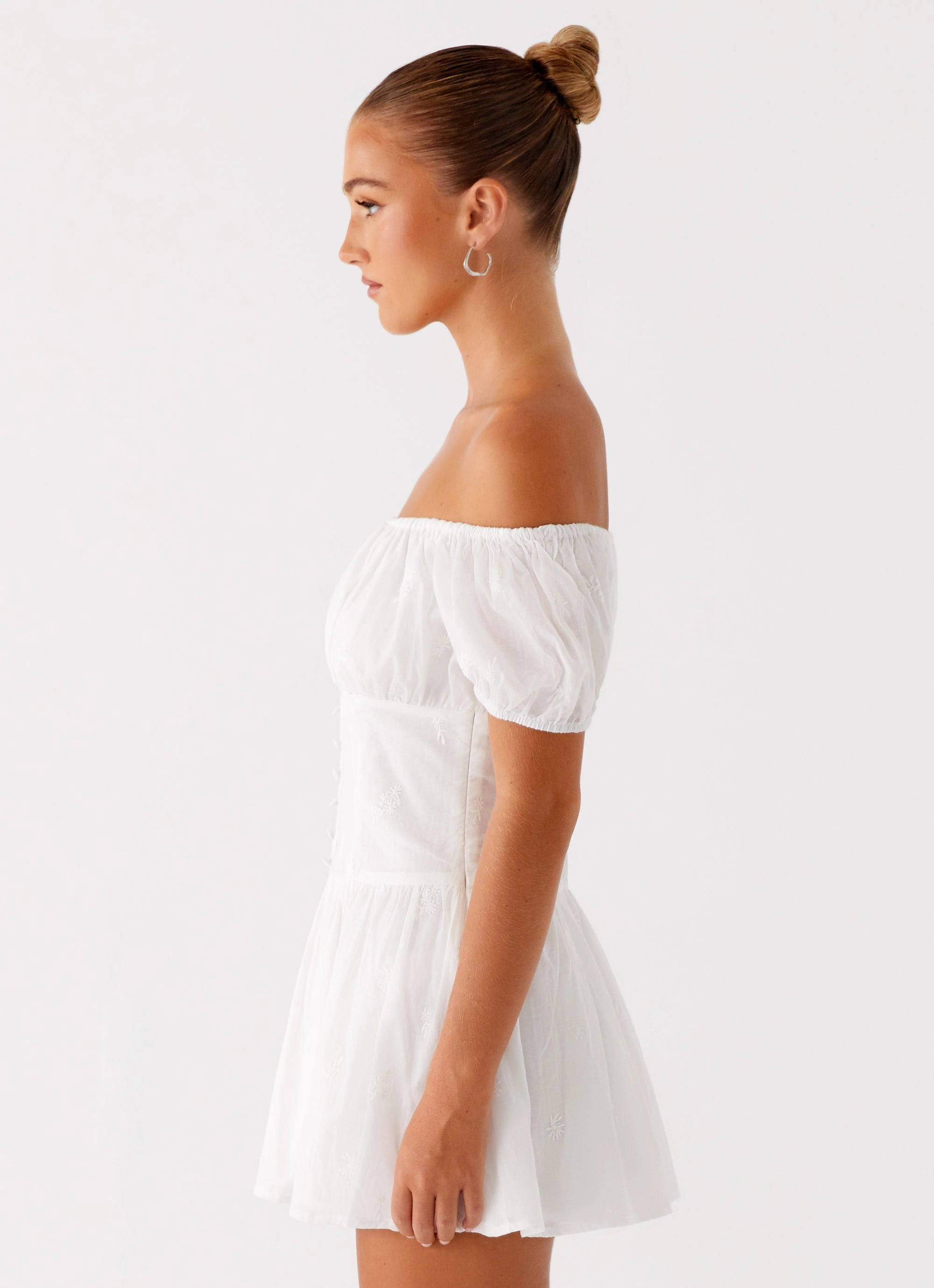 Anthem Mini Dress - Ivory Stylish Cut Detachable-Detail