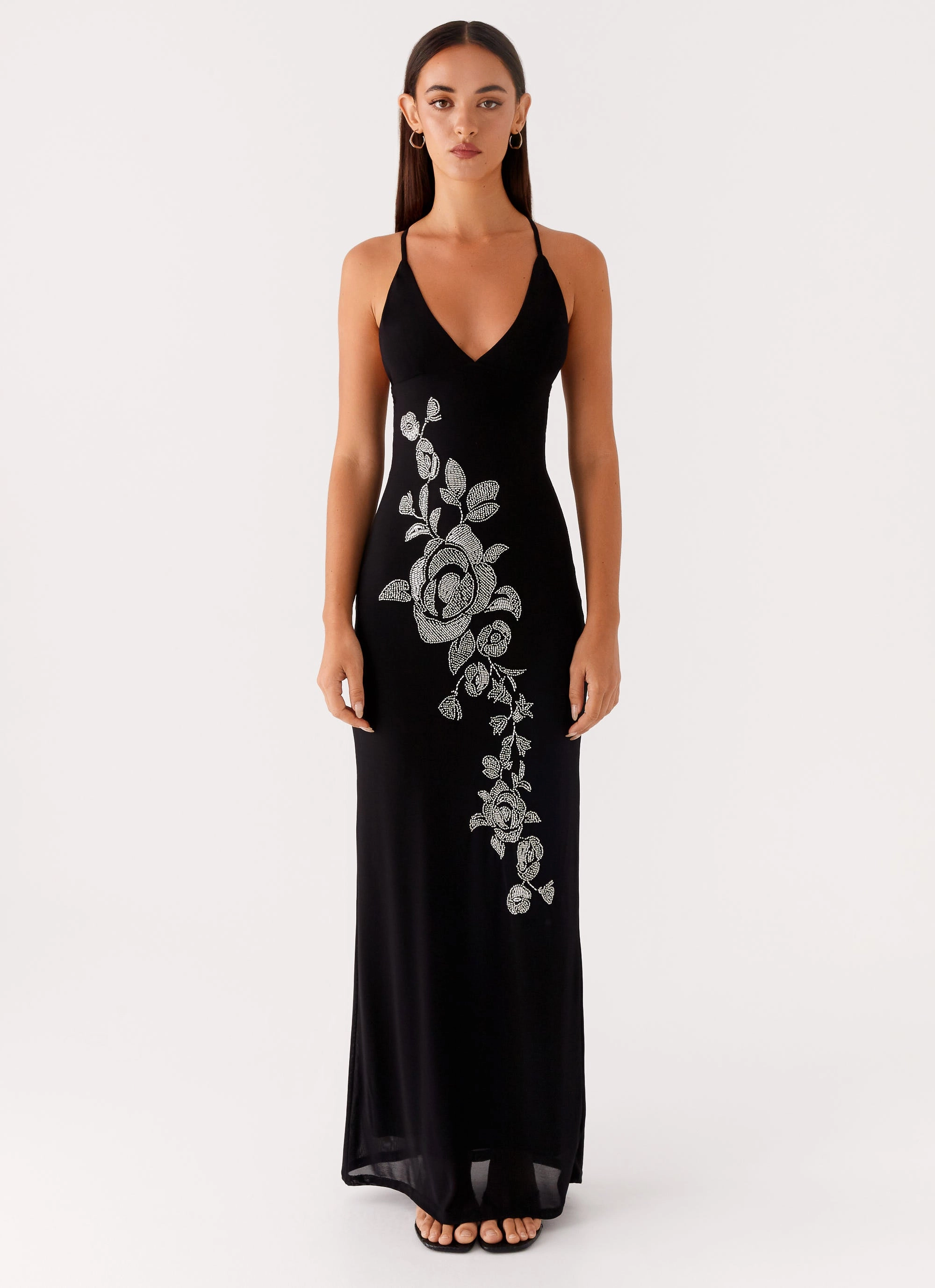 Beki Beaded Mesh Maxi Dress - Black Outfit Boost