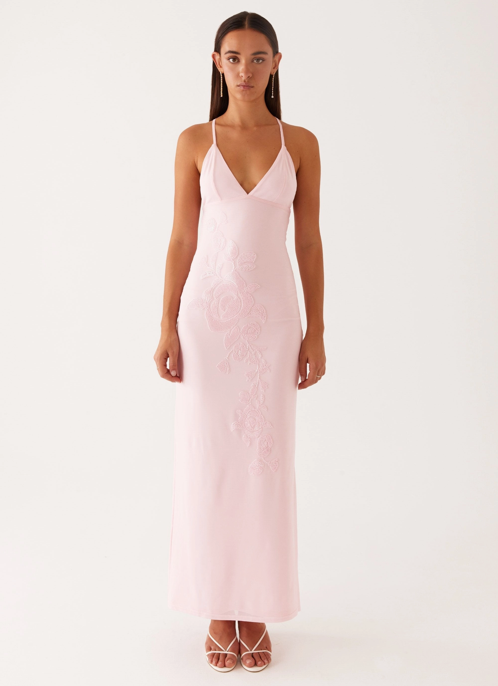 Beki Beaded Mesh Maxi Dress - Pink Vibe Choice