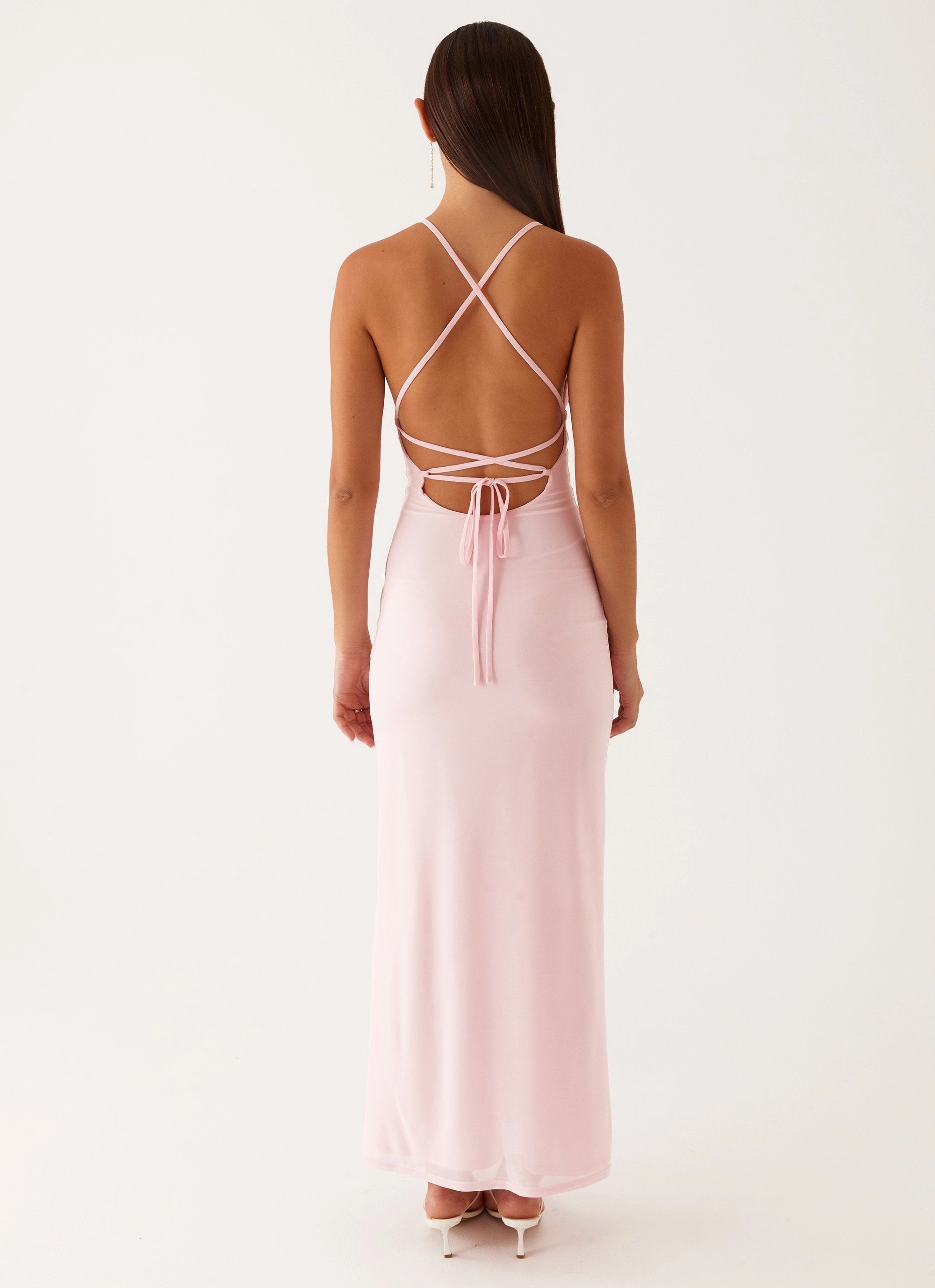 Lightweight Wear Beki Beaded Mesh Maxi Dress - Pink