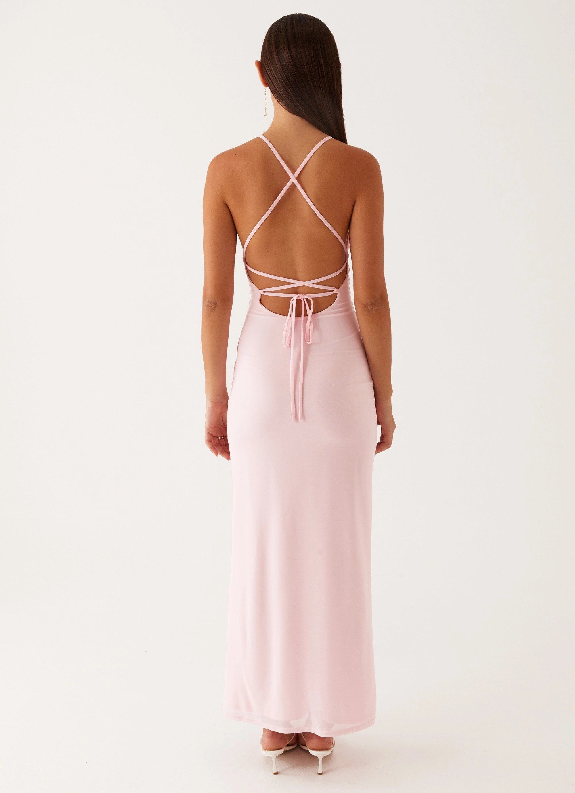 Beki Beaded Mesh Maxi Dress - Pink Comfort Layer Wear Travel Ready