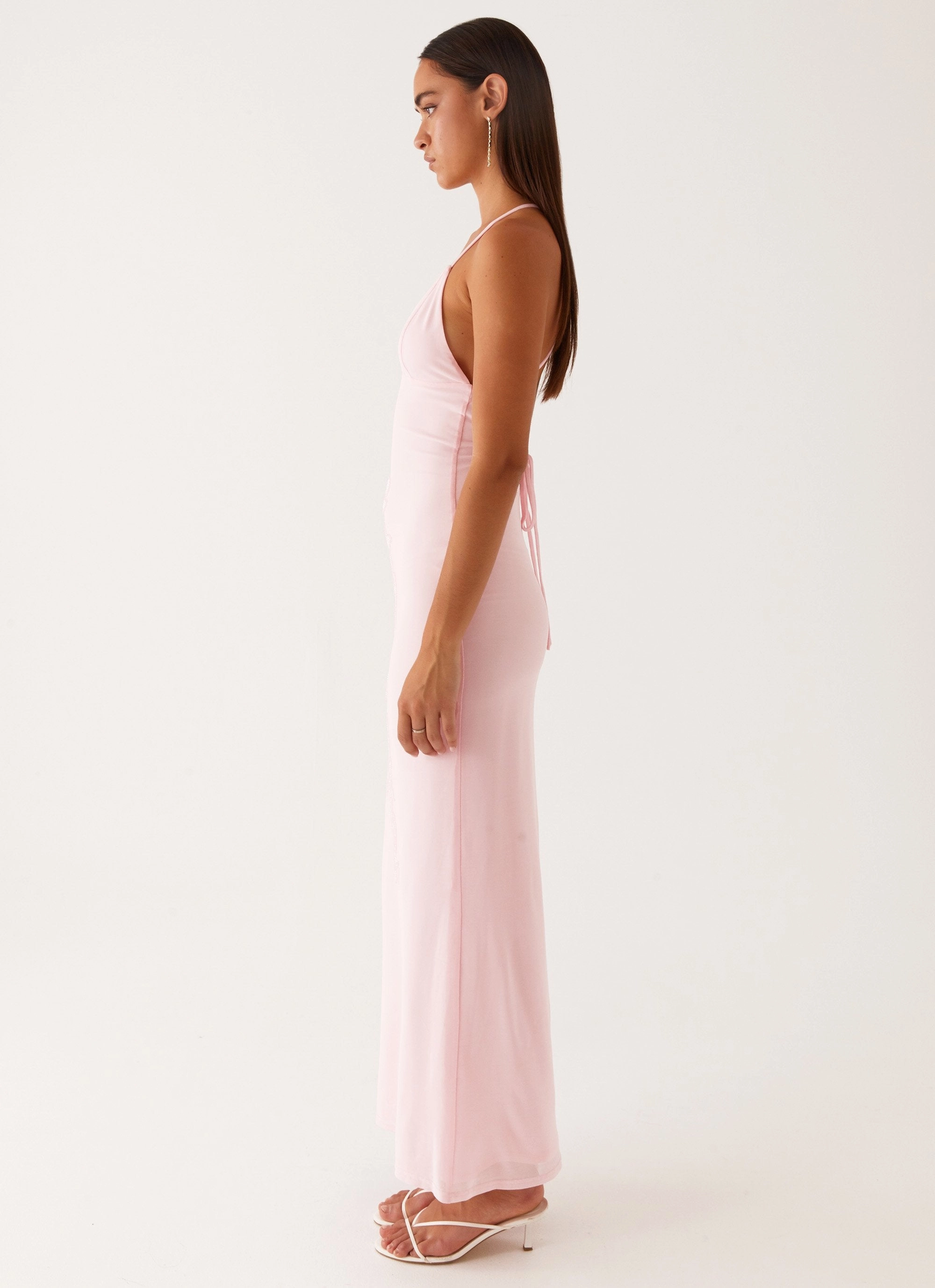 Beki Beaded Mesh Maxi Dress - Pink Timeless Cut Breathable Fit