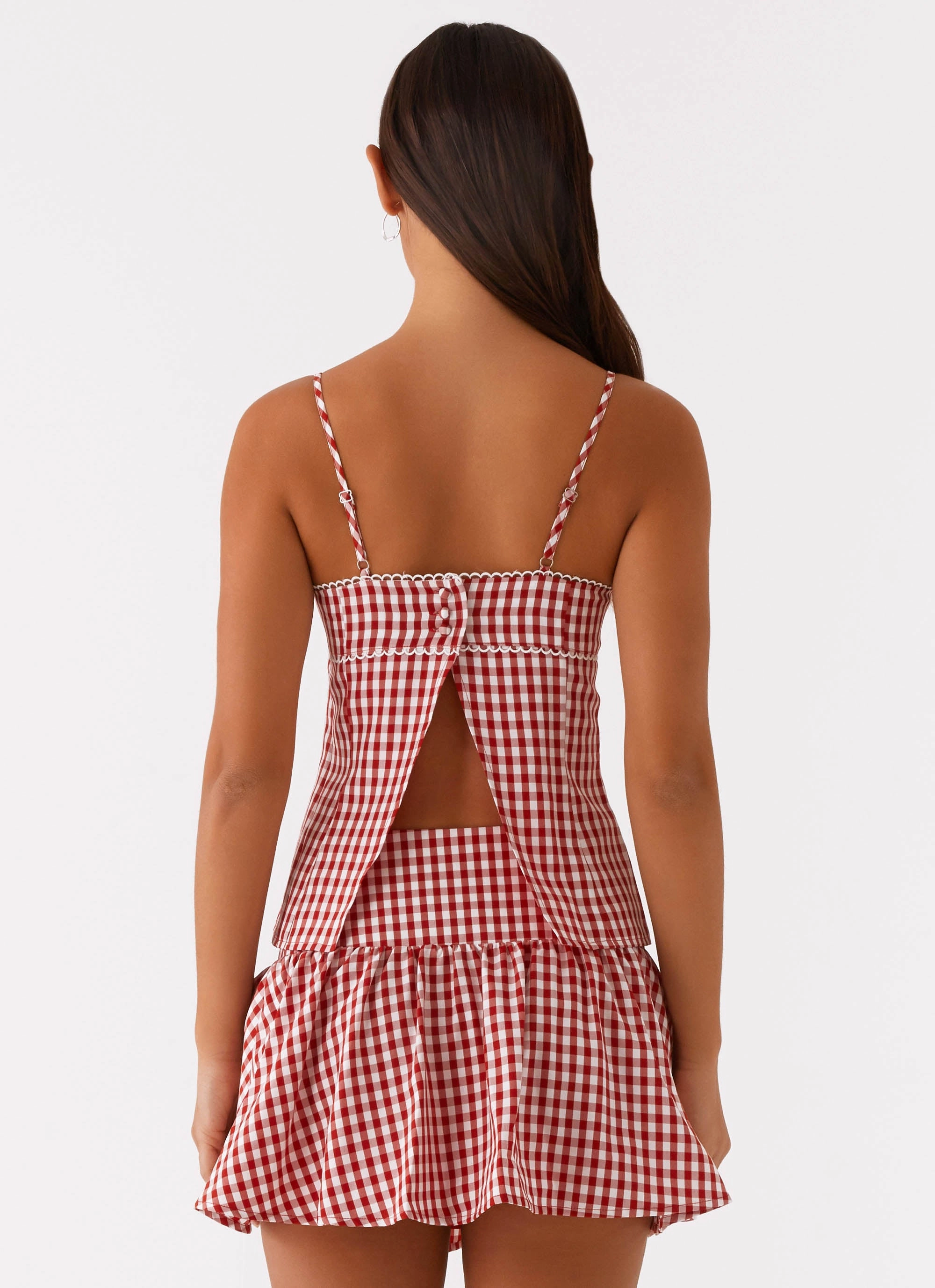 Anti Bacterial Layer Bellamy Top - Red Gingham