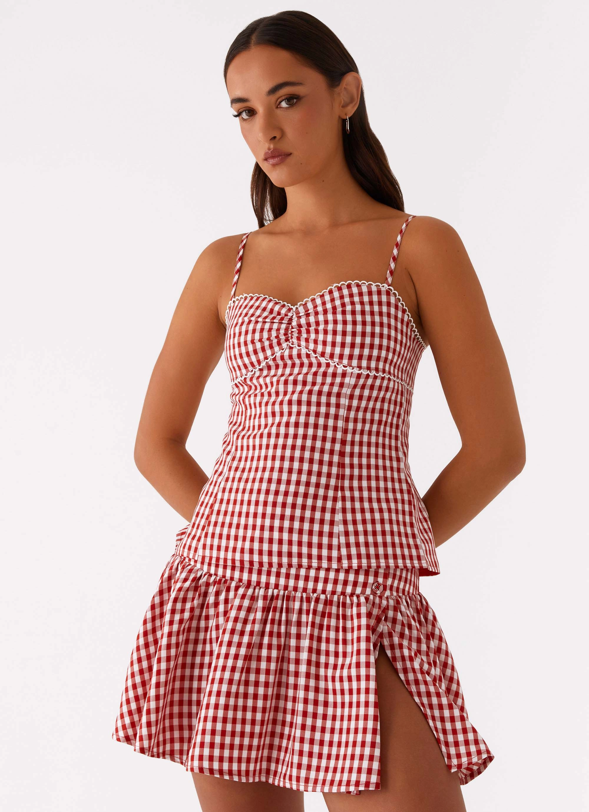 StretchComfort Bellamy Top - Red Gingham