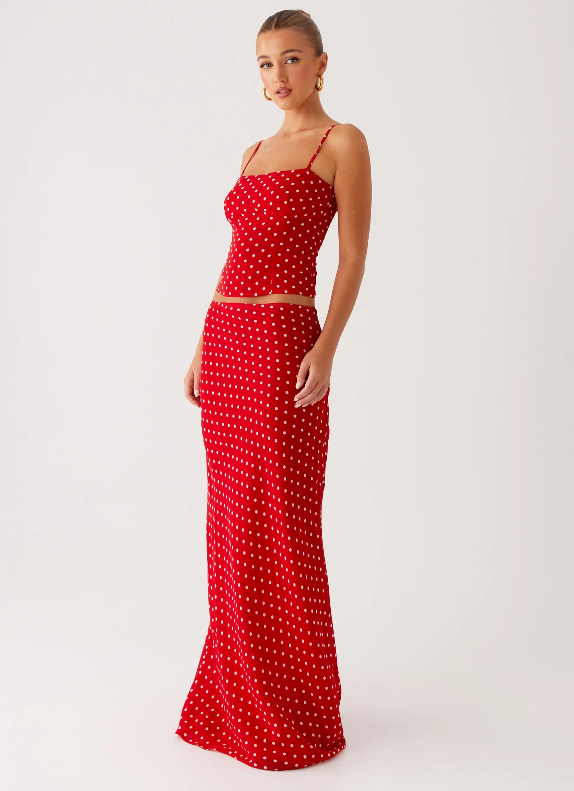Clean Lines Bendita Maxi Skirt - Red Polka Dot
