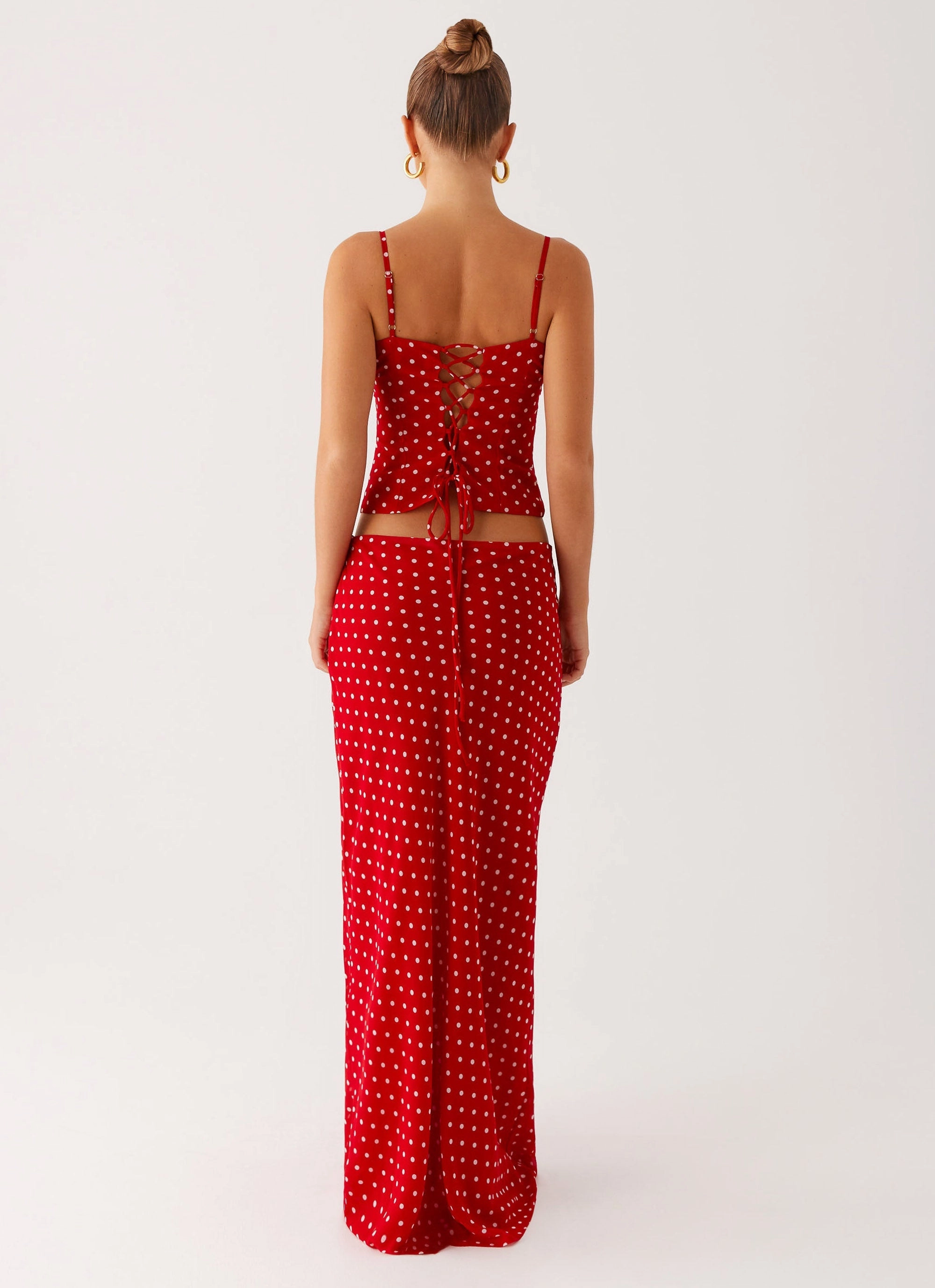 Bendita Maxi Skirt - Red Polka Dot Built In Shorts