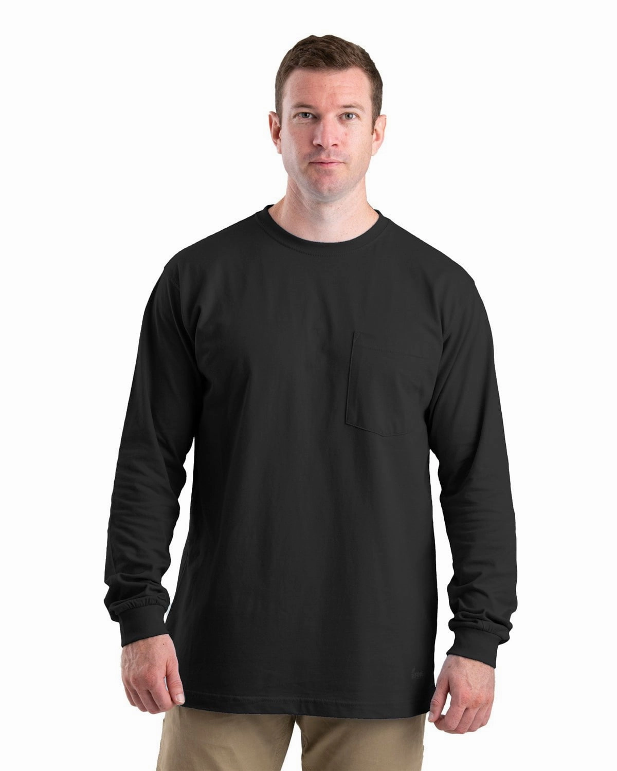 Trendsetting Style Sustainable fashion Berne Apparel Mens Heavyweight Pocket Tee Black 100% Cotton L/S T-Shirt
