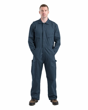 Berne Apparel Mens Heritage Deluxe Unlined Twill Navy 100% Cotton Work Coverall FlexibleHoodDesign