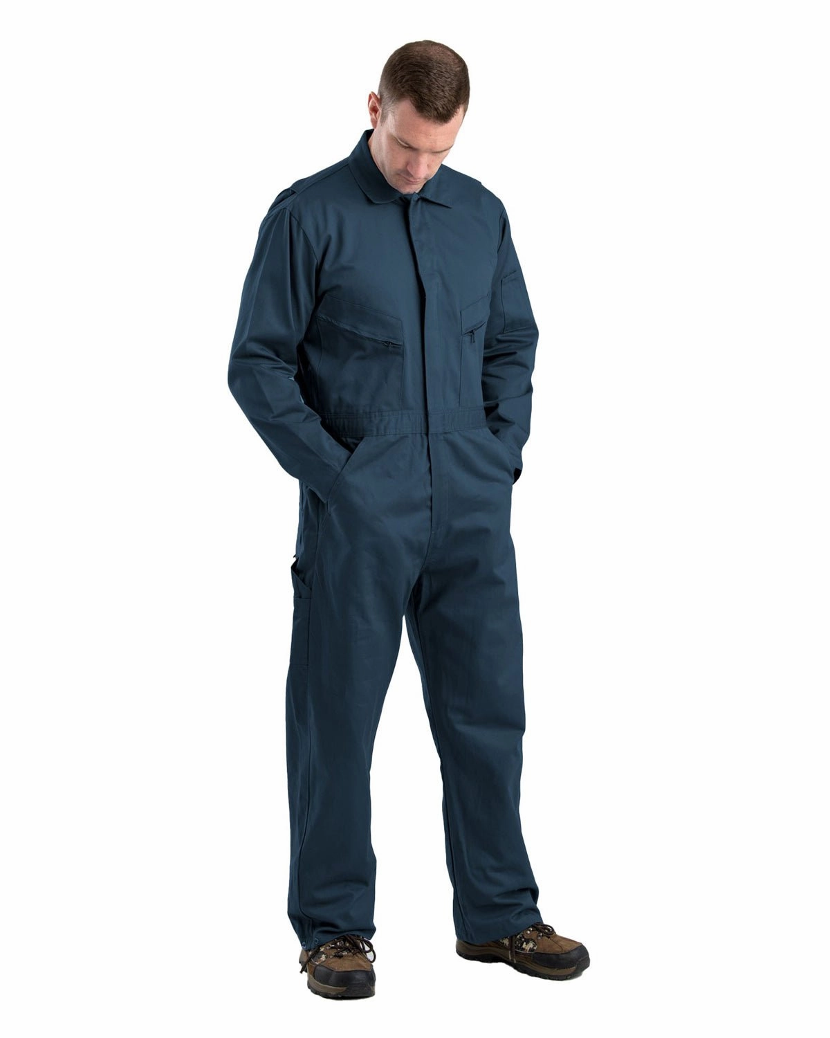 Berne Apparel Mens Heritage Deluxe Unlined Twill Navy 100% Cotton Work Coverall Abrasion Resistant Edging