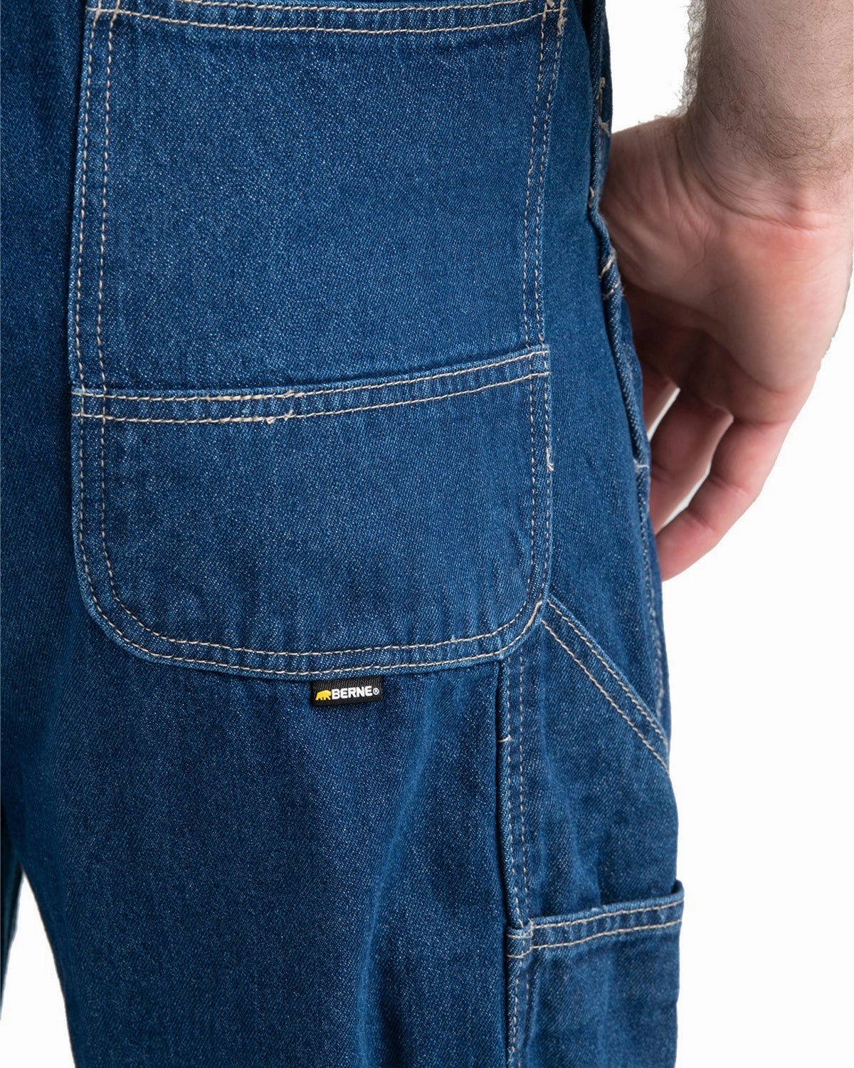 Berne Apparel Mens Heritage Denim Stone Wash Dark 100% Cotton Bib Overall UV Protective Coating Elegant Evening