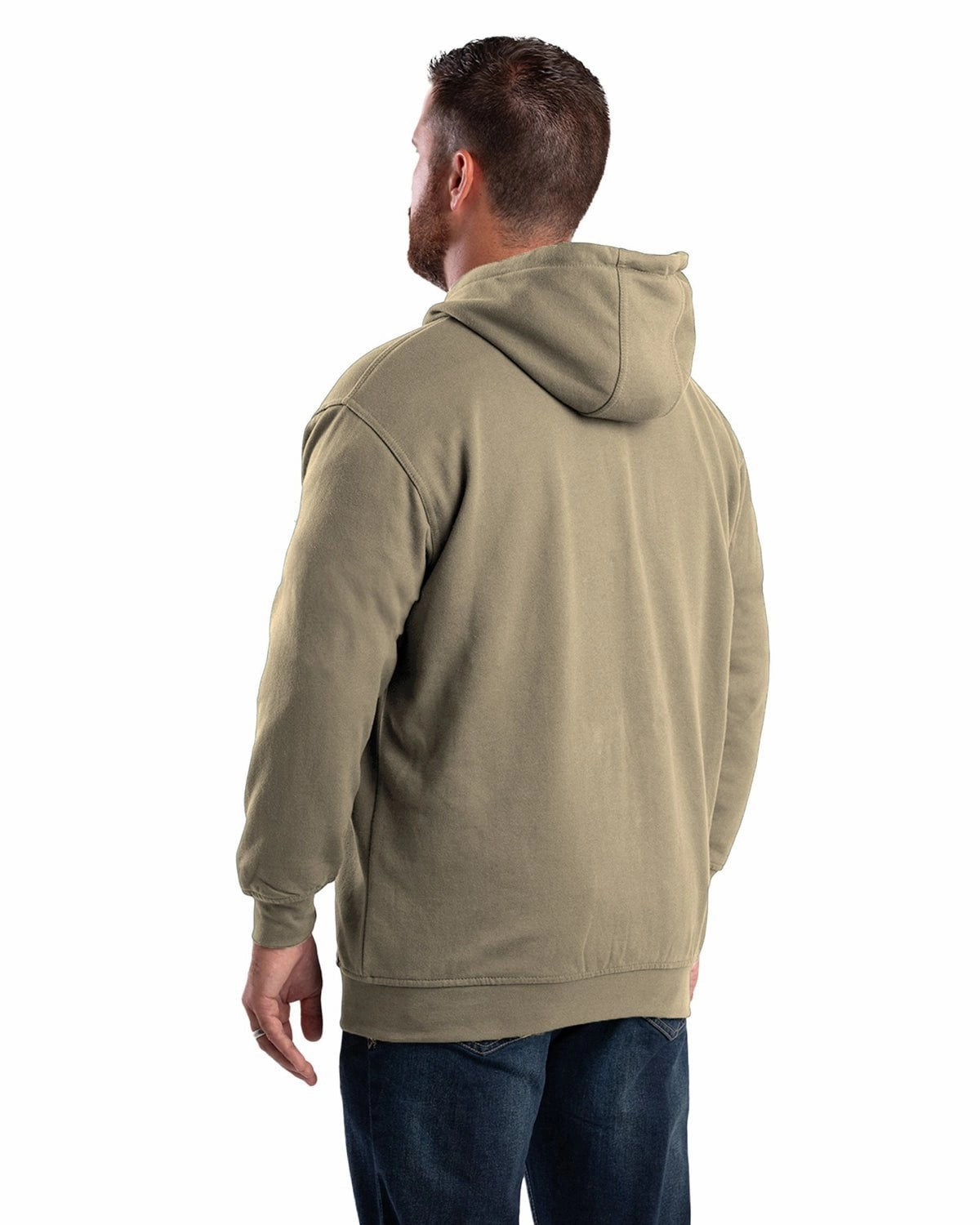 Berne Apparel Mens Heritage Thermal-Lined Zip Alpine Green Cotton Blend Hoodie Comfort Stretch Fabric Reinforced Stitching