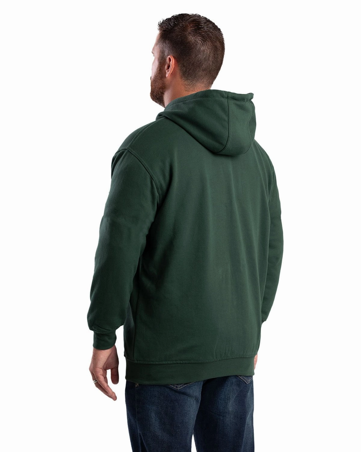 Quilted Stitching Pattern Berne Apparel Mens Heritage Thermal-Lined Zip Green Cotton Blend Hoodie