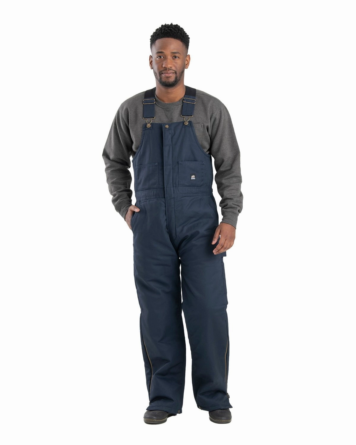 Berne Apparel Mens Heritage Twill Insulated Navy Cotton Blend Bib Overall Modular Design Chill Day Layer