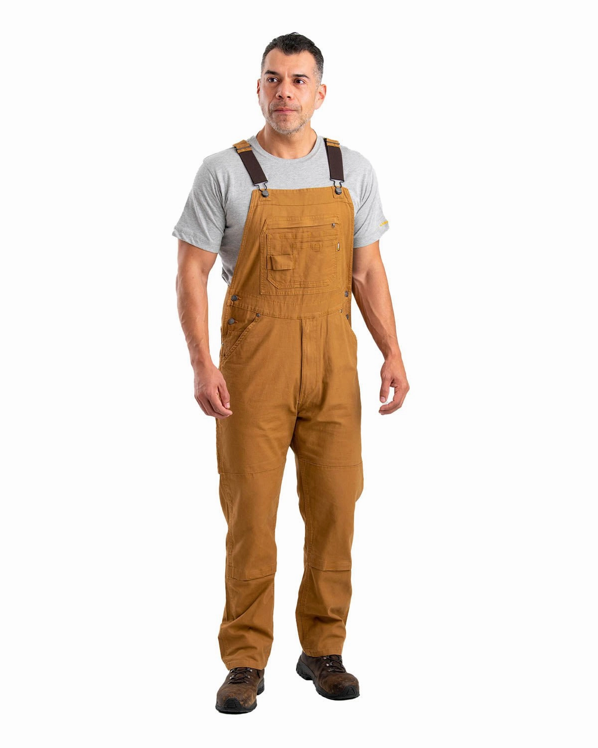 Extra Layer Piece All Weather Performance Berne Apparel Mens Highland Flex Unlined Brown Duck Cotton Blend Bib Overall