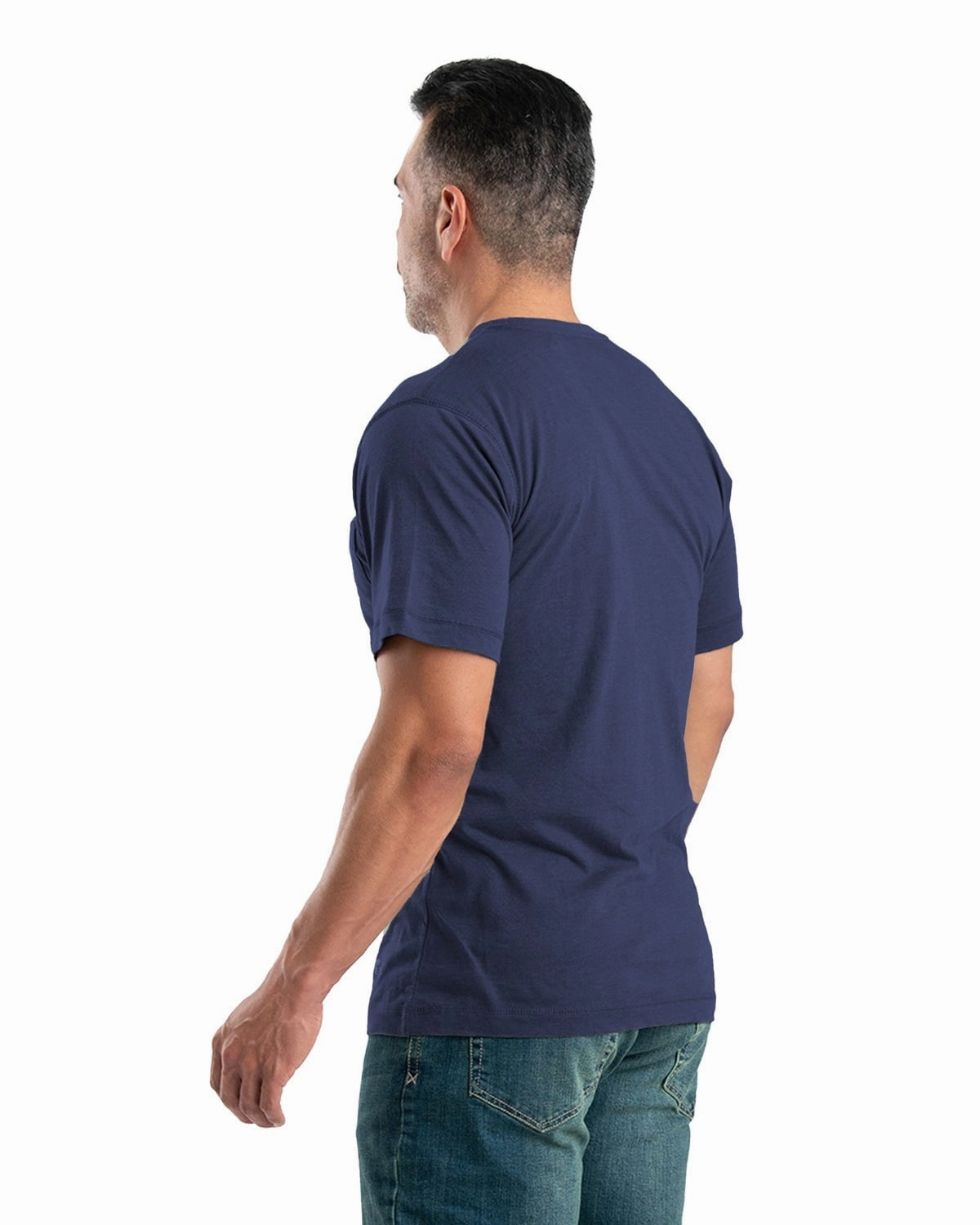 Summer Favorite Berne Apparel Mens Performance Pocket Tee Navy Cotton Blend L/S T-Shirt