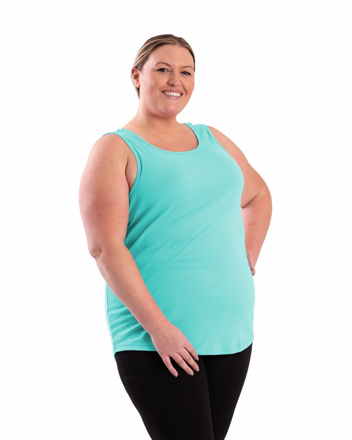 Country Escape Berne Aqua Cotton Blend Ladies Lightweight Performance Tank S/L