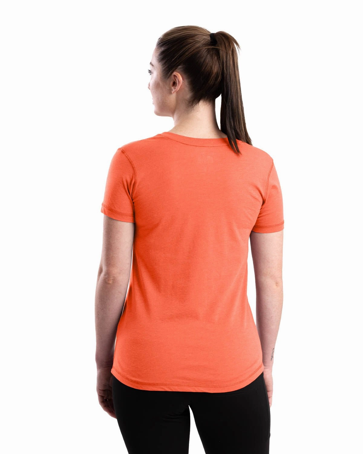 Layered Collar Berne Coral Cotton Blend Ladies Lightweight Performance V-Neck S/S