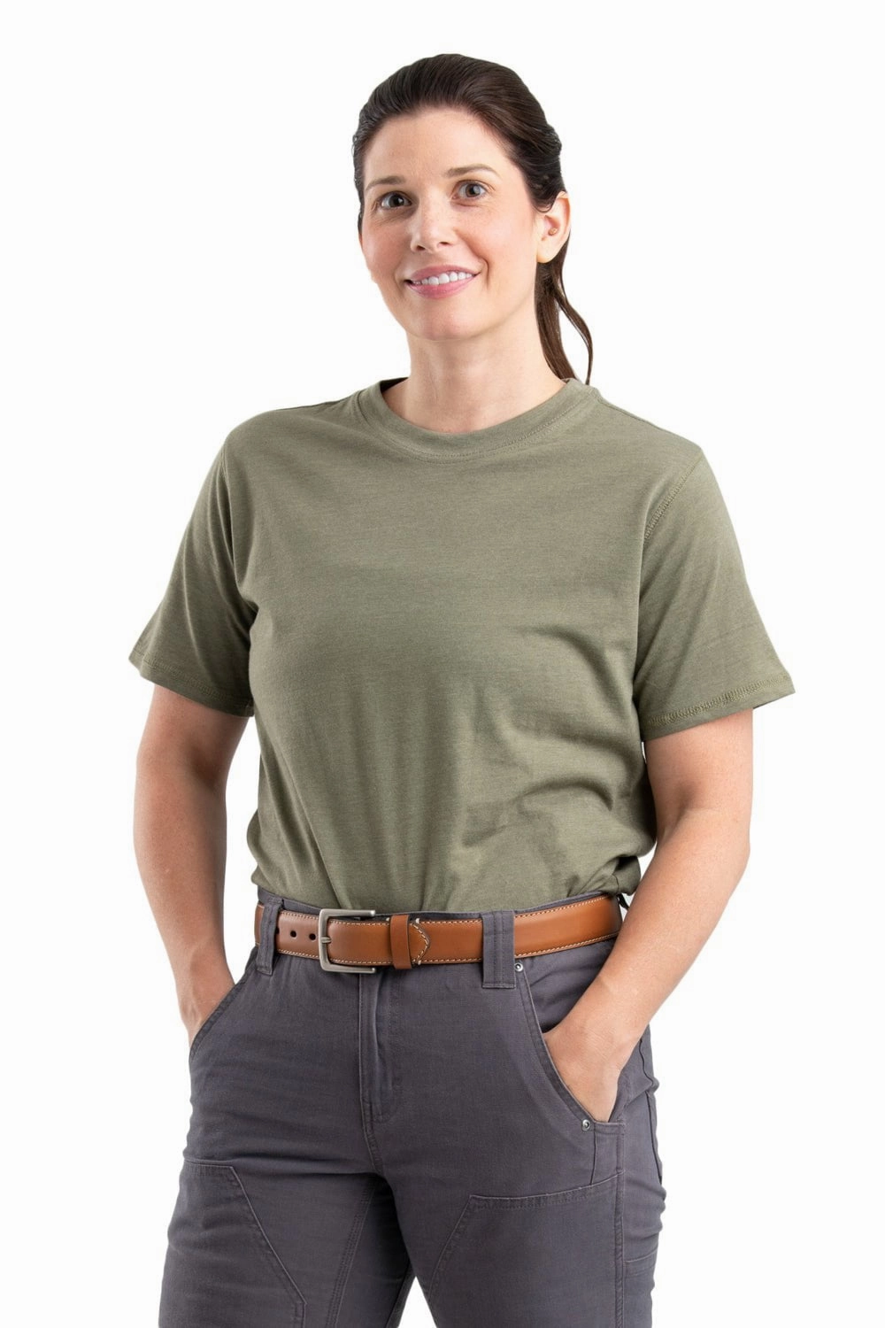 Moisture Wicking Material Outerwear Companion Berne Lichen Cotton Blend Womens Performance Tee S/S