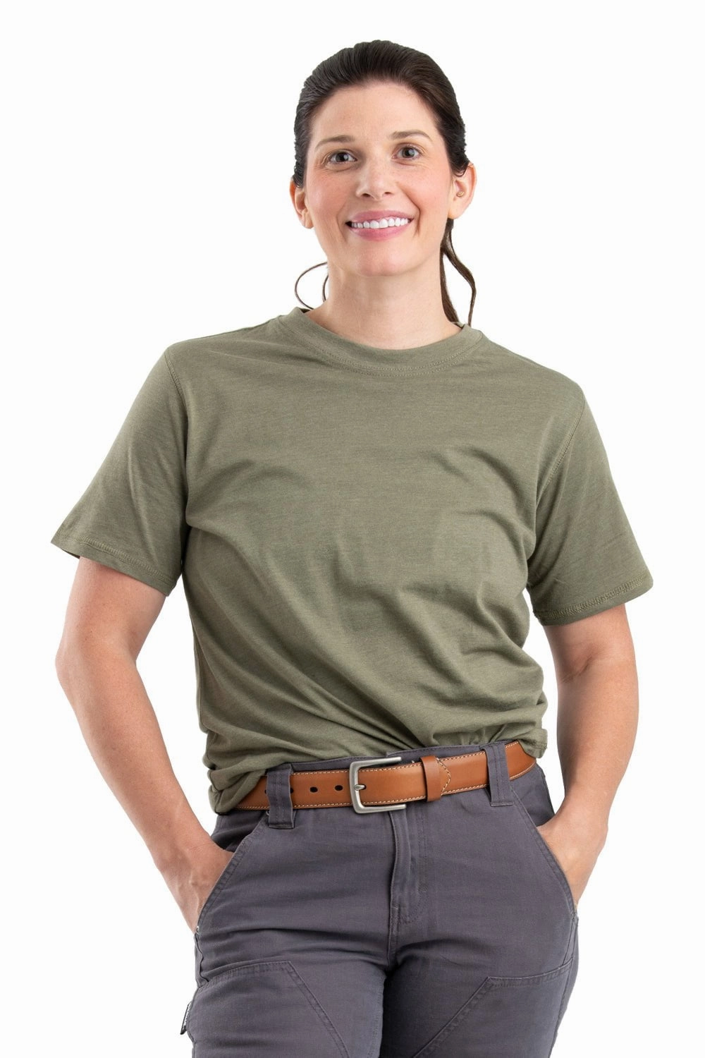 Versatile Style Non Static Finish Berne Lichen Cotton Blend Womens Performance Tee S/S