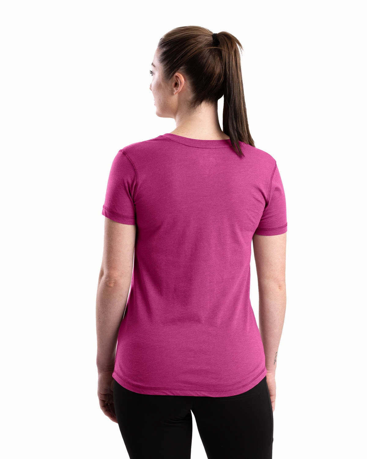 Fashion Statement Polka Dot Berne Light Magenta Cotton Blend Womens Performance V-Neck Tee S/S