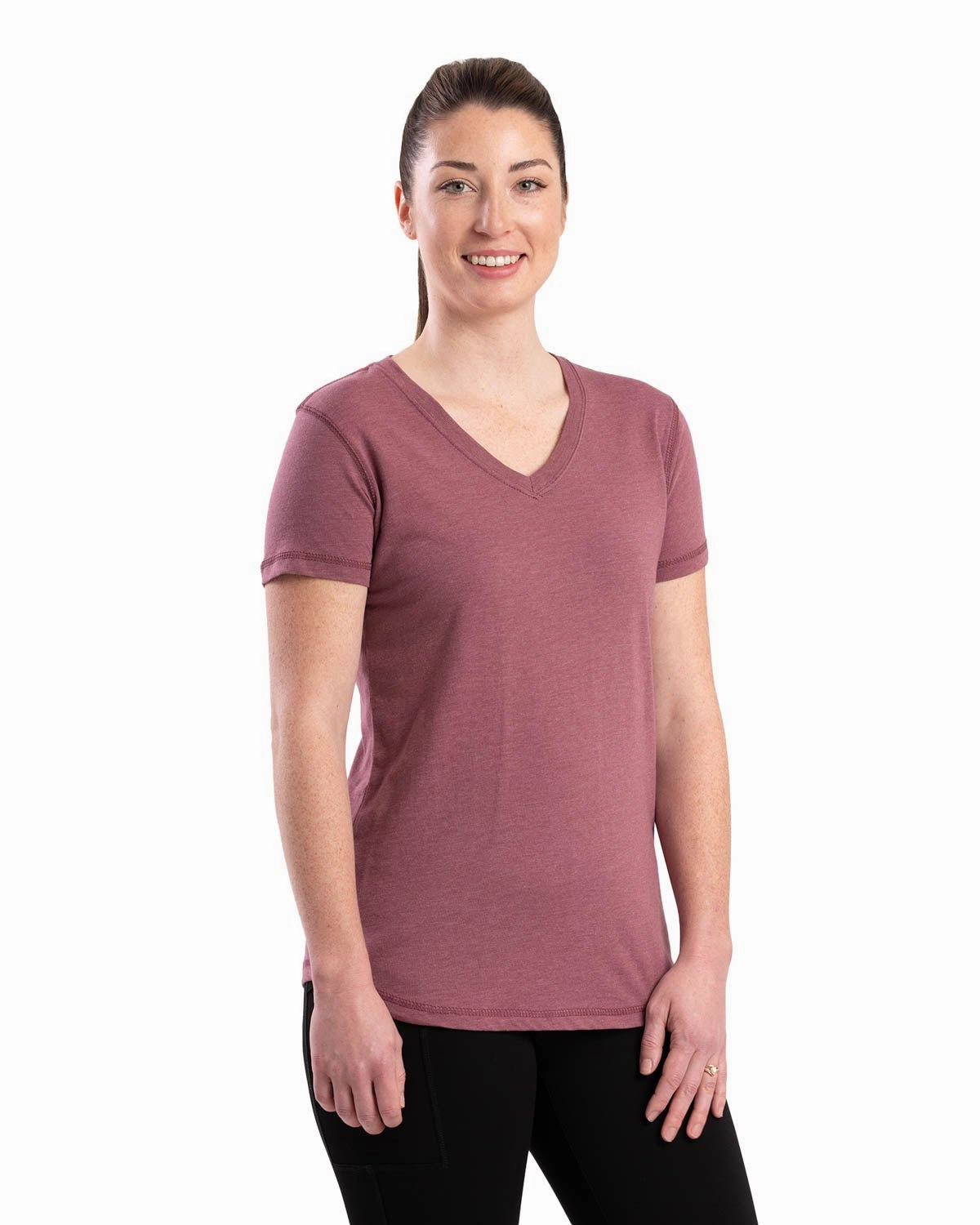 Holiday Outfit Designer Touch Berne Mauve Cotton Blend Ladies Lightweight Performance V-Neck S/S