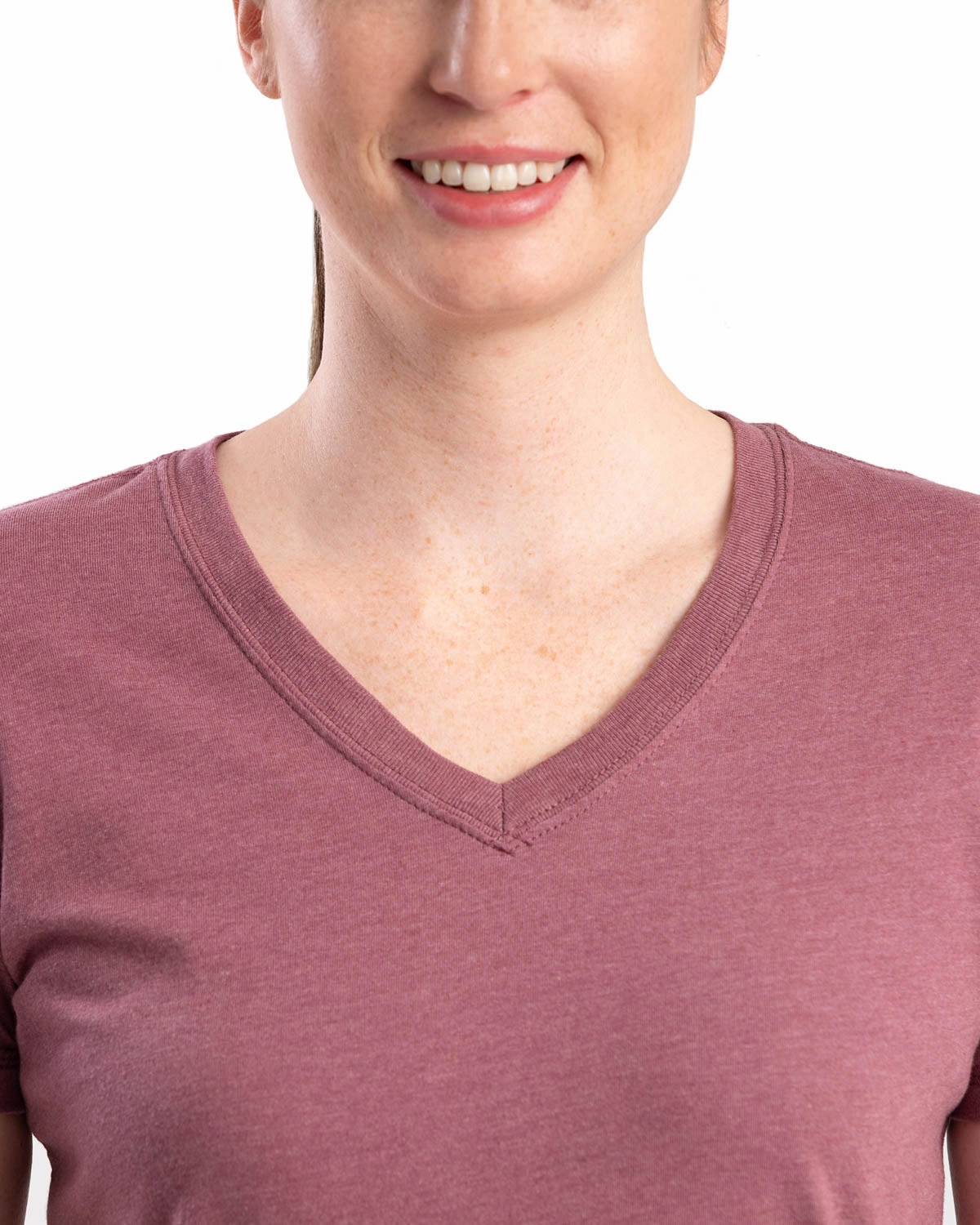 Berne Mauve Cotton Blend Ladies Lightweight Performance V-Neck S/S quick dry