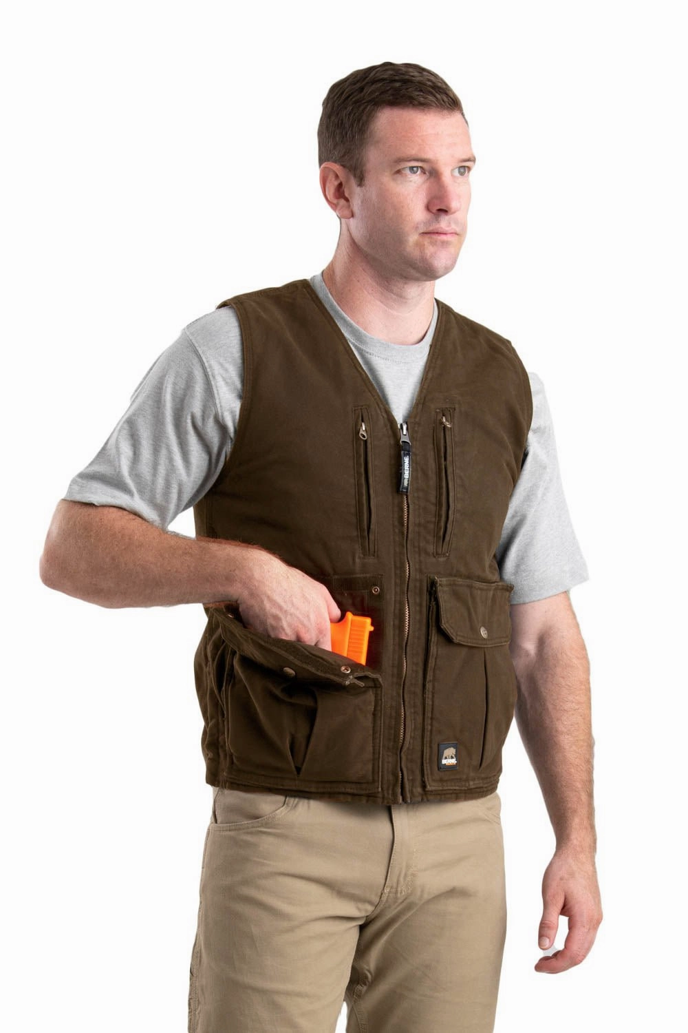 Street Explorer Fit Berne Mens Bark 100% Cotton Echo One Zero Vest