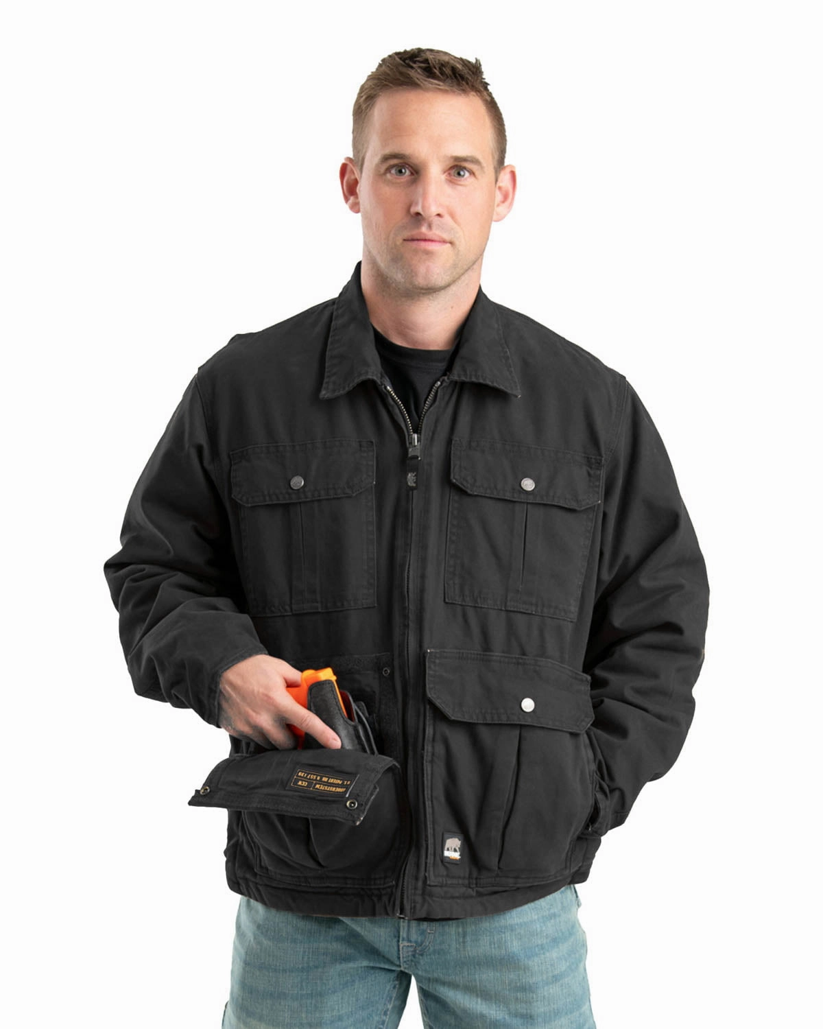 Odor Control Fibers Berne Mens Black 100% Cotton Echo One One Jacket