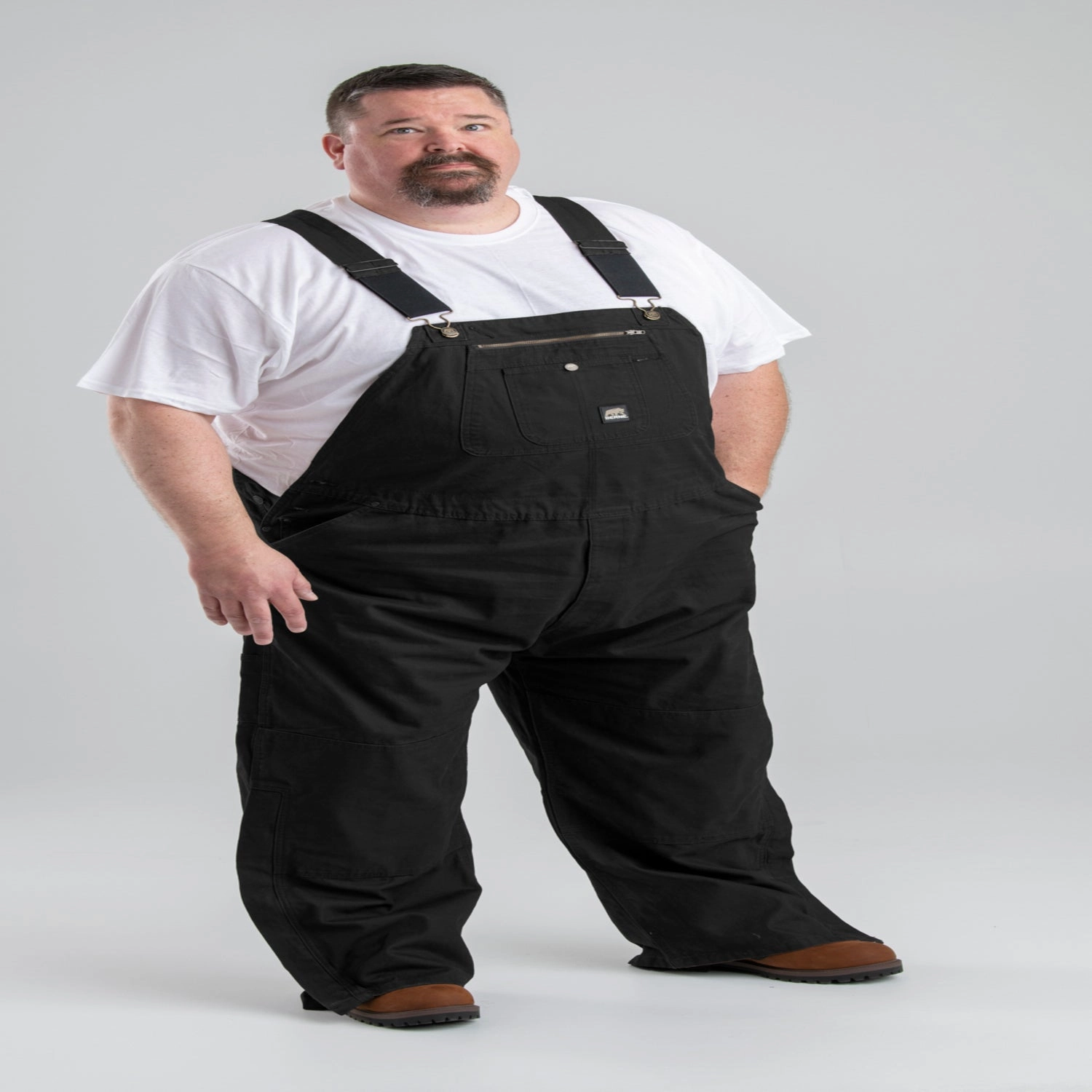 Reinforced Shoulder Protection Berne Mens Black 100% Cotton Unlined Duck Bib Overall