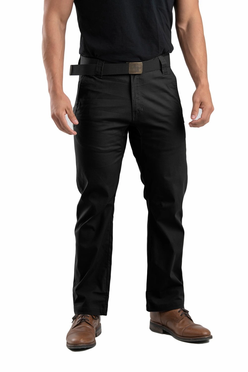 Effortless Layer City Vibe Berne Mens Black Cotton Blend Highland Flex Ripstop Straight Pants