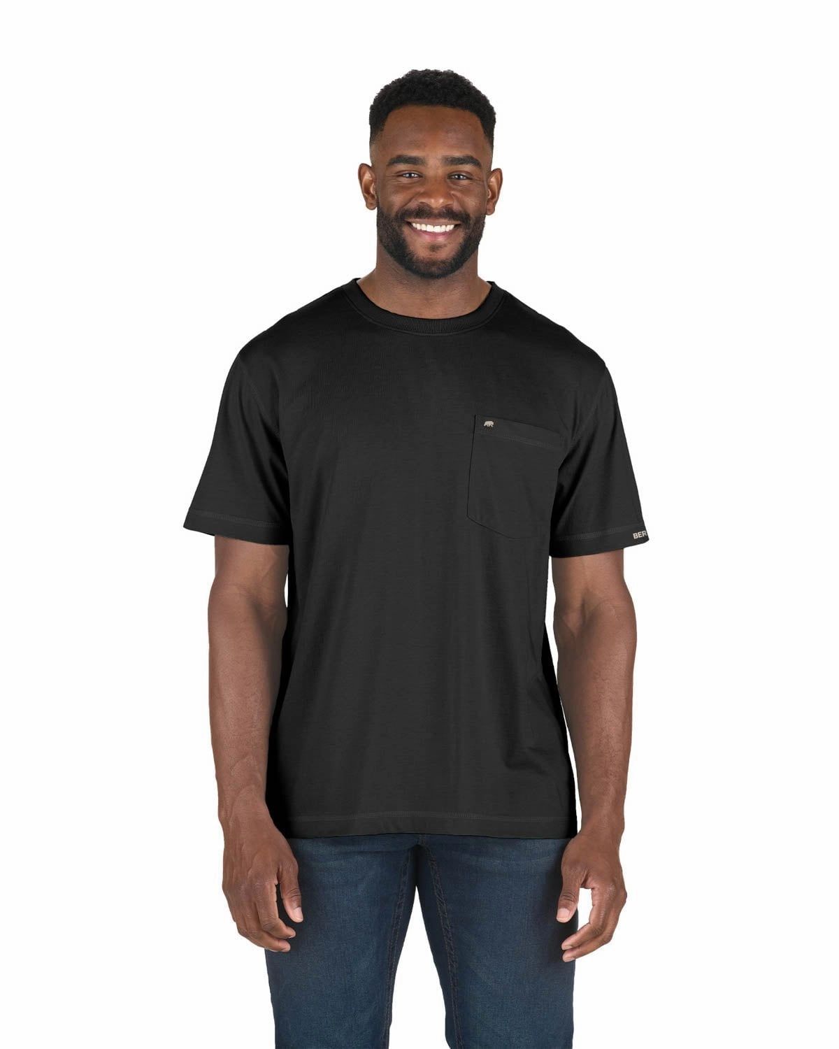 Eco Friendly Production Contemporary Fashion Berne Mens Black Cotton Blend Light Performance Tee S/S