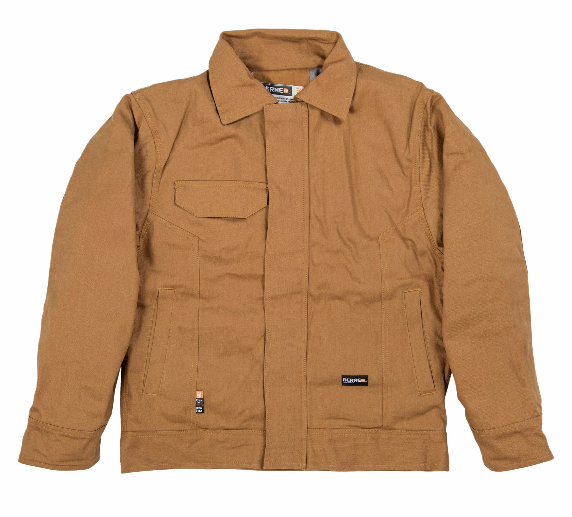 Spring Layer Ventilation System Berne Mens Brown Duck Cotton Blend FR Bomber Jacket