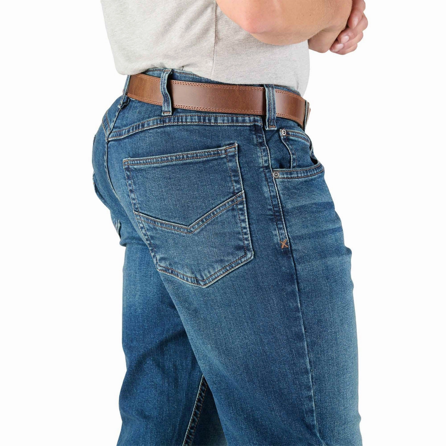 Daily Essentials Berne Mens Dark Wash Cotton Blend Highland Flex Bootcut Jeans