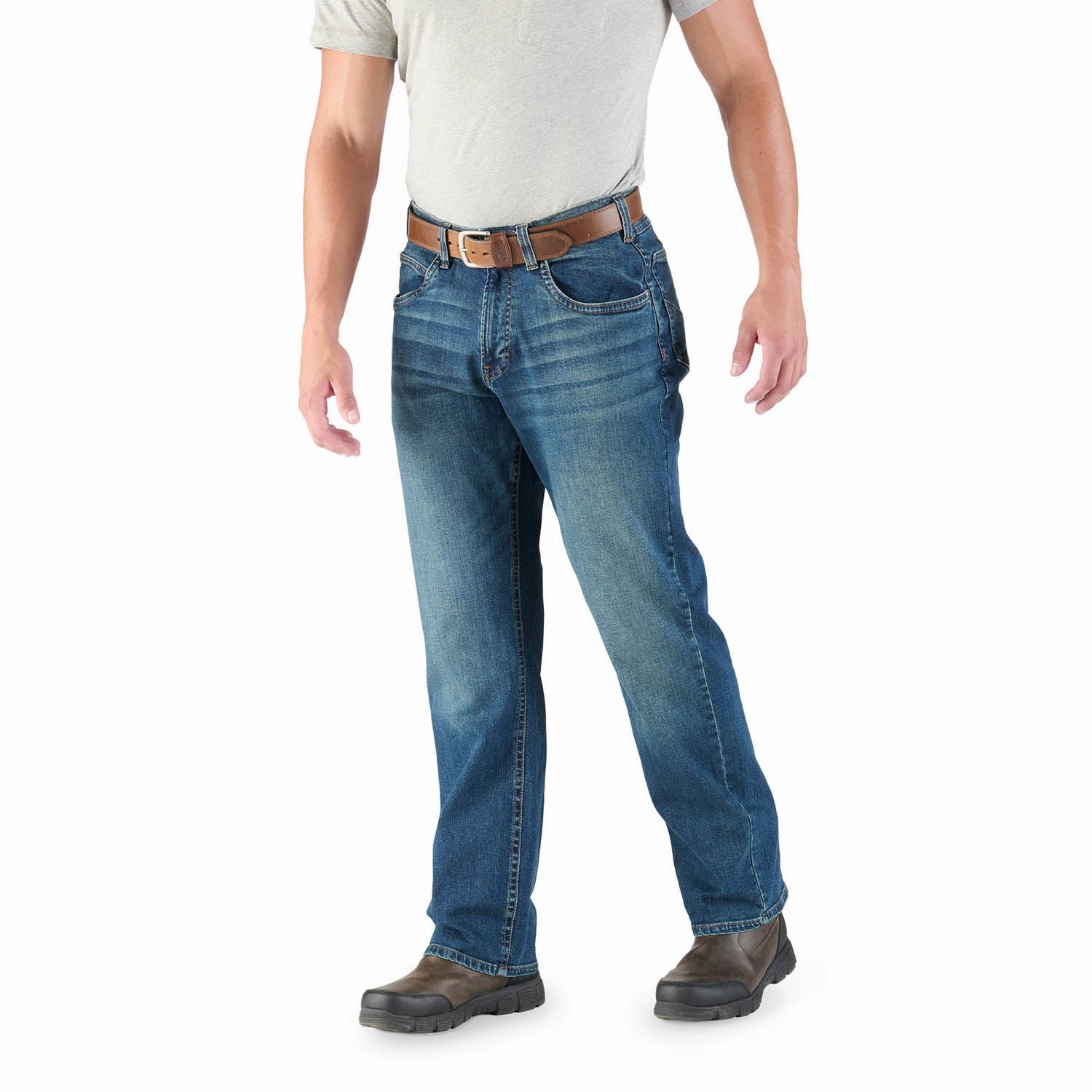 Berne Mens Dark Wash Cotton Blend Highland Flex Bootcut Jeans Athlete Fit Modern Autumn Days